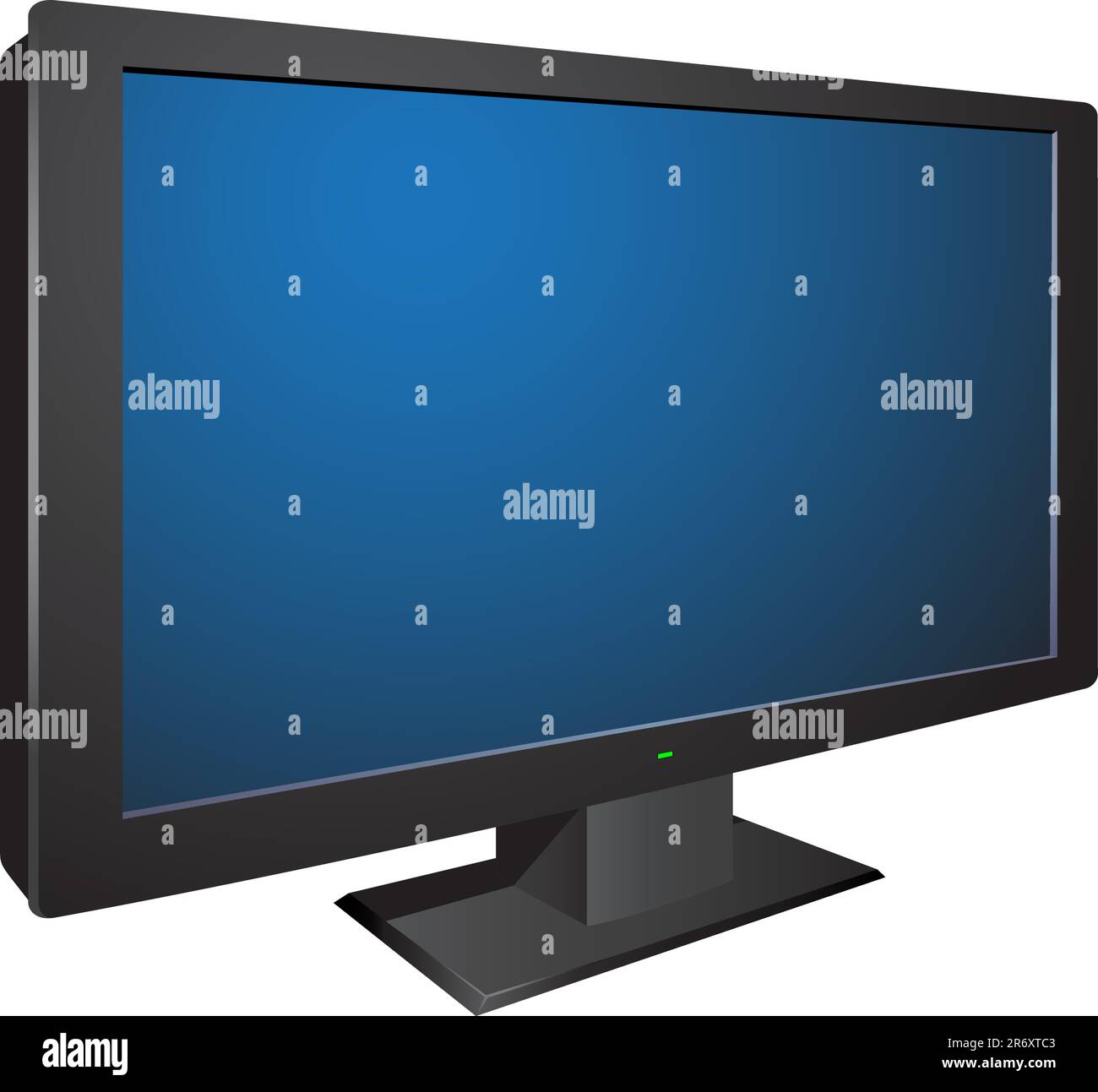 Nero moderno 3d ampia tv isolato su sfondo bianco Illustrazione Vettoriale