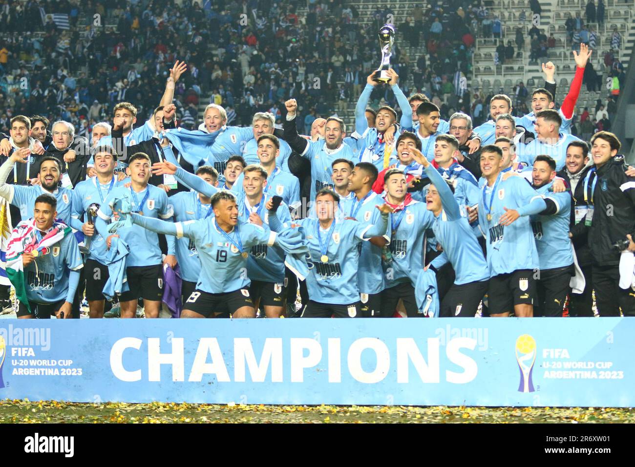 La Plata, Argentina, 11 2023 giugno, la squadra dell'Uruguay vince la partita finale della Coppa del mondo FIFA U20 allo stadio Diego Maradona (Photo: Néstor J. Beremblum) Credit: Néstor J. Beremblum/Alamy Live News Foto Stock