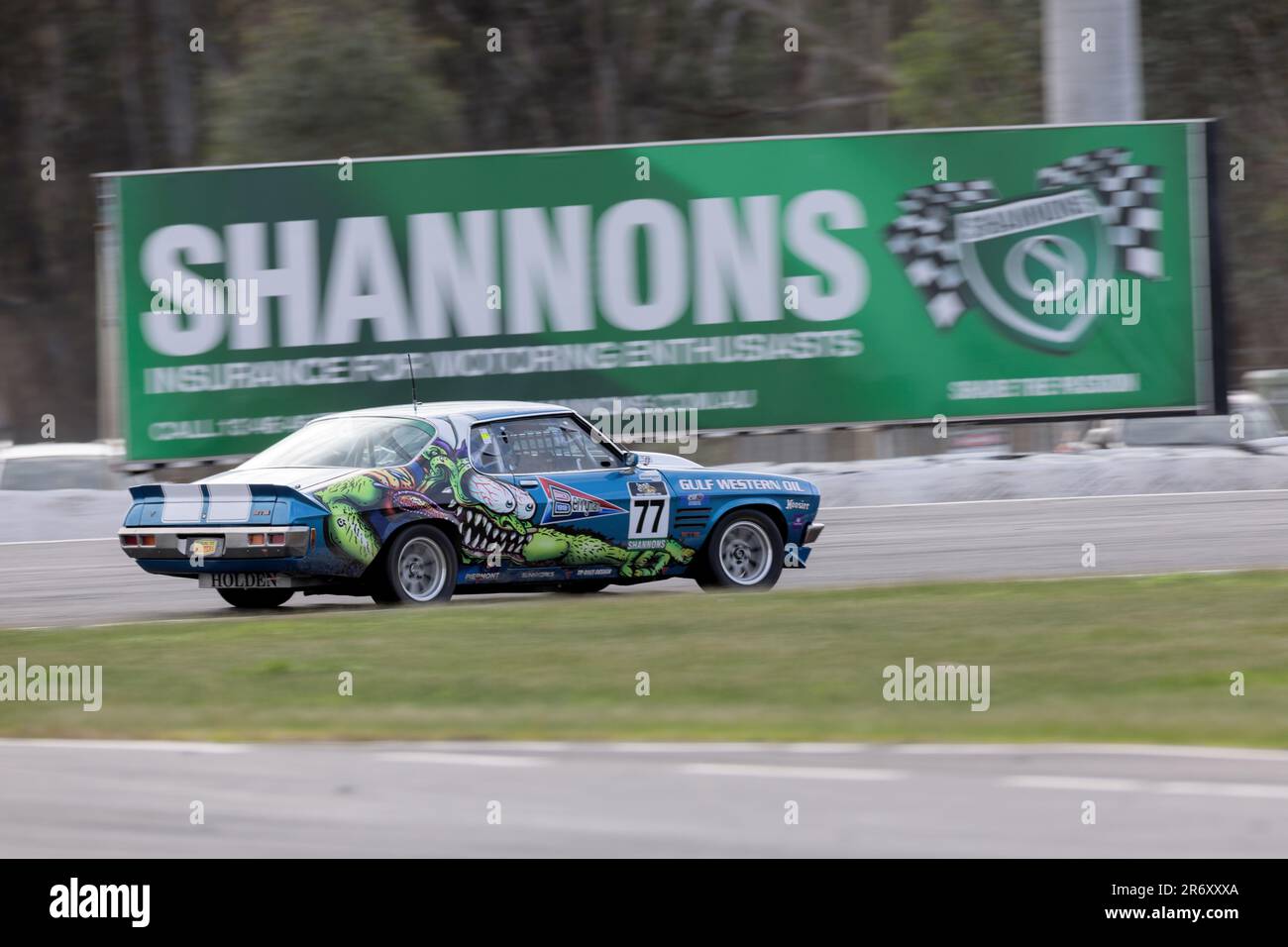 Winton, Australia, 11 giugno 2023. Warren Trewin (77) guida Holden HQ Monaro per SNB Berryman Racing durante la gara Gulf Western Oil Touring Car Masters 3 alla Shannons SpeedSeries 2023 - Round 4 al Winton Motor Raceway il 11 giugno 2023 a Winton, Australia. Credit: Santanu Banik/Speed Media/Alamy Live News Foto Stock