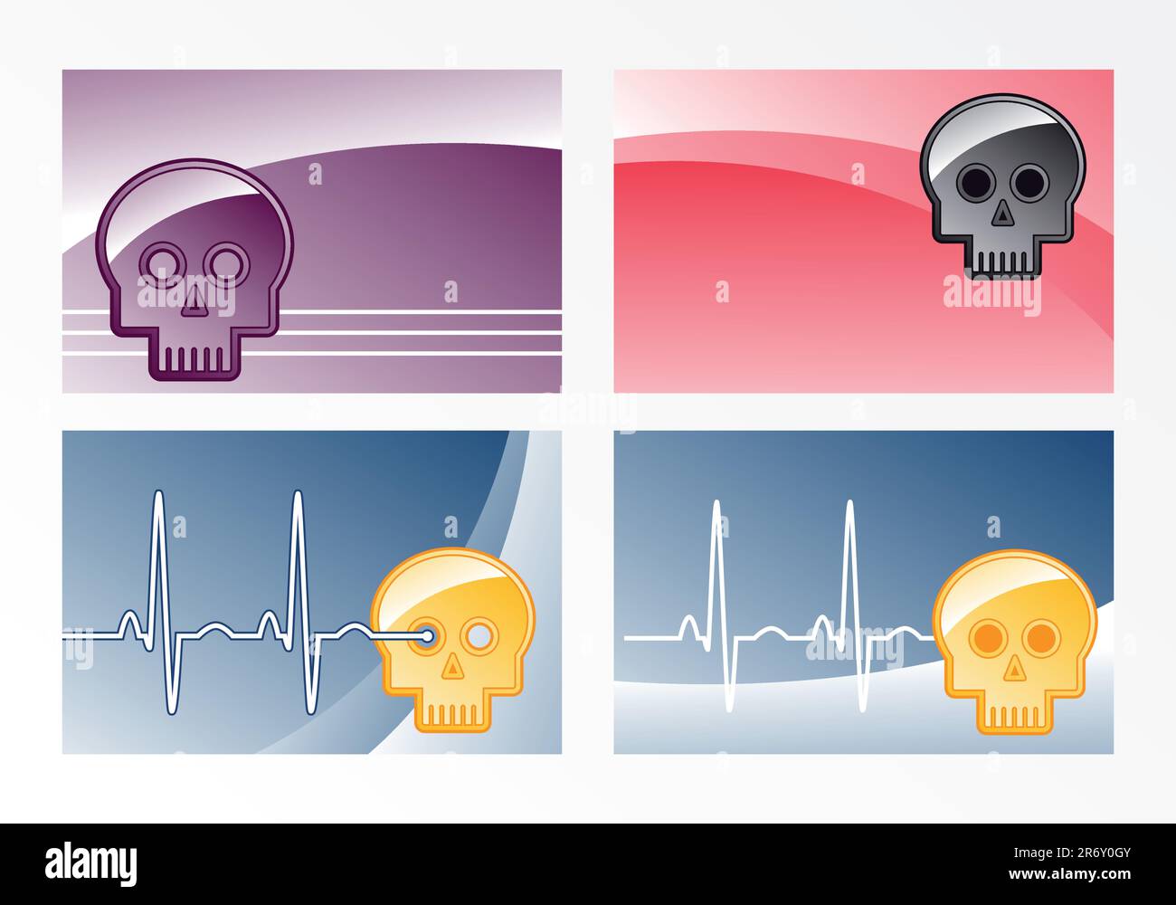 modelli di biglietti da visita con teschio astratto Illustrazione Vettoriale