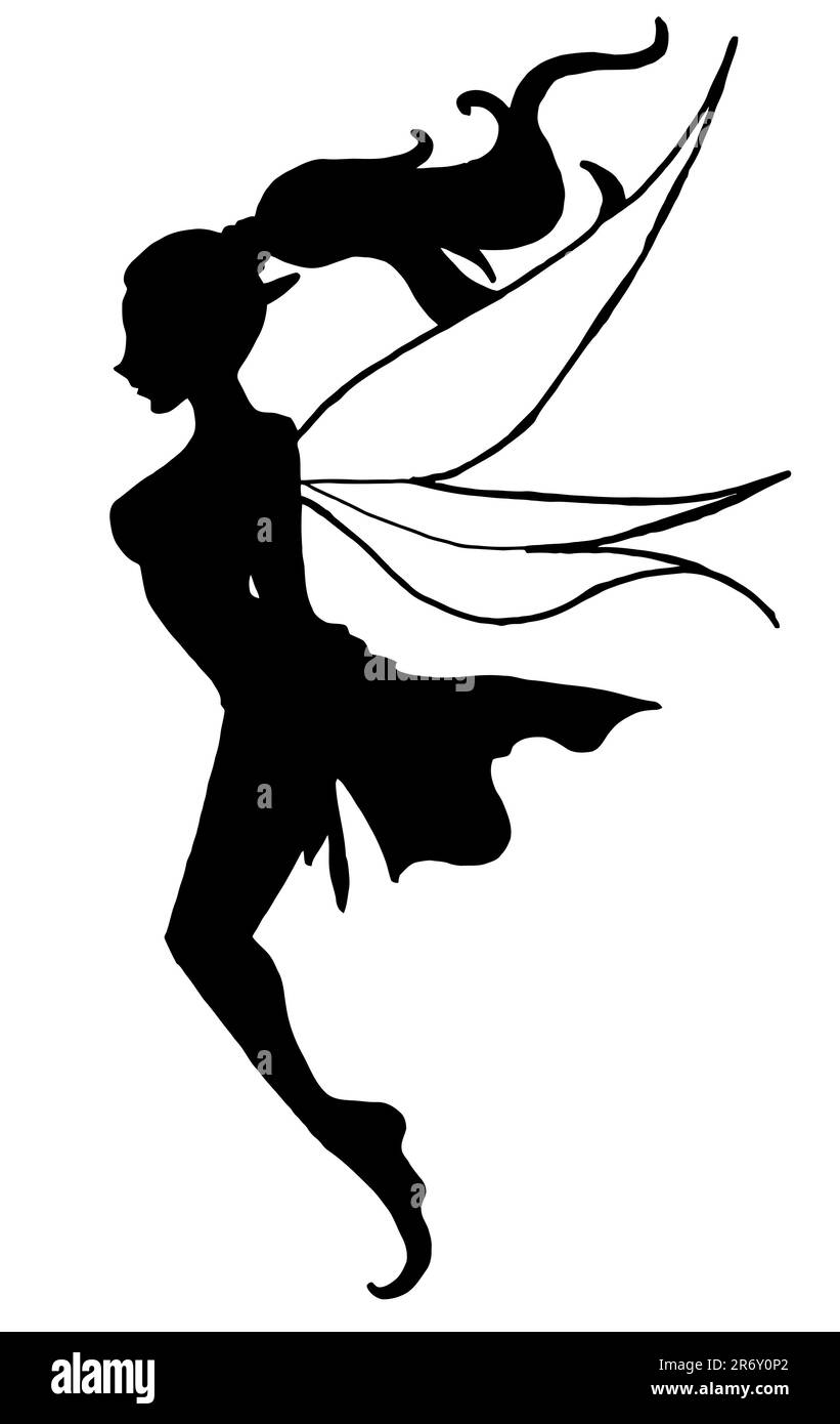 La silhouette di una sola fata Illustrazione Vettoriale