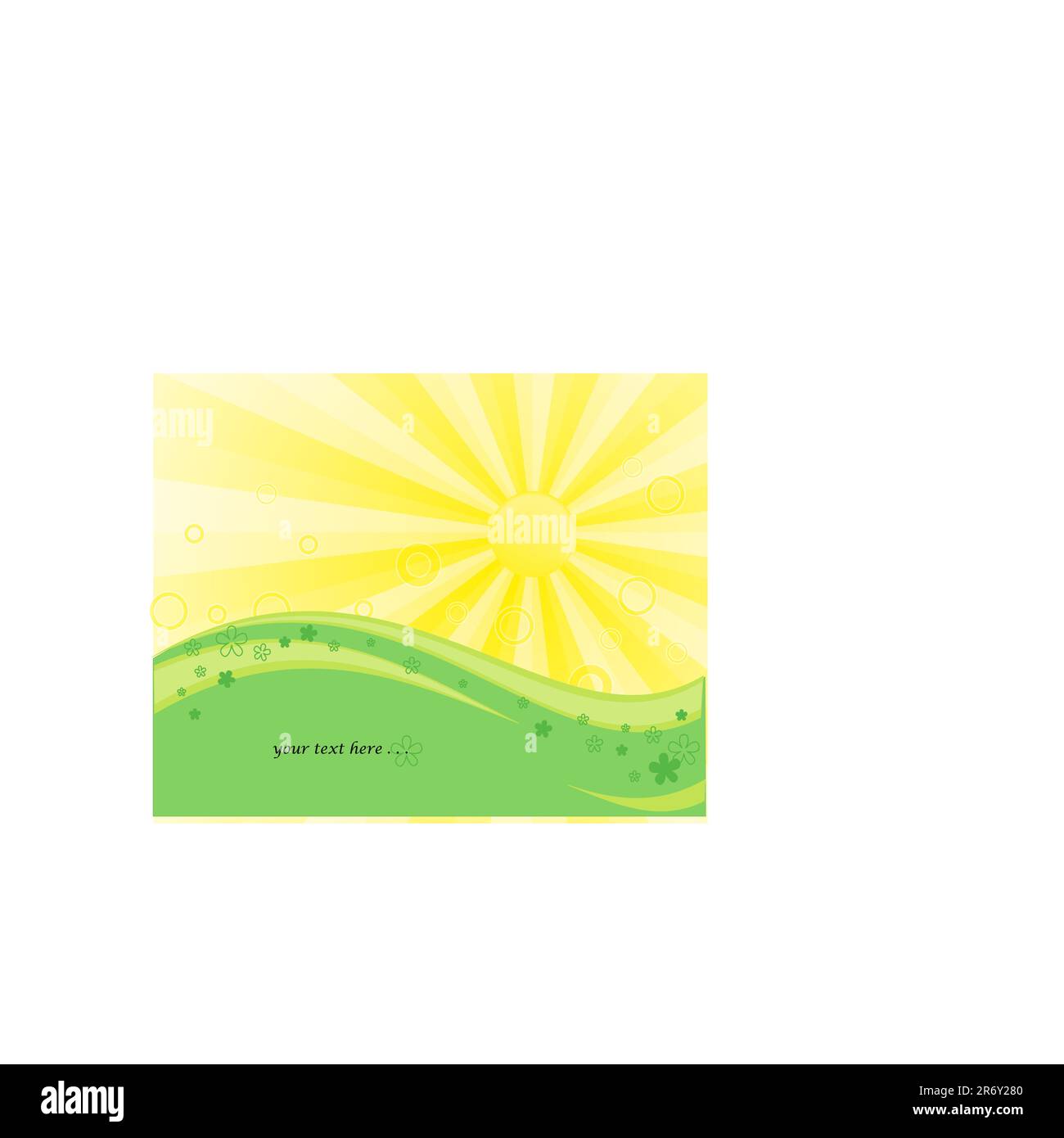 Foto del paesaggio estivo al sole sul tuo testo Illustrazione Vettoriale