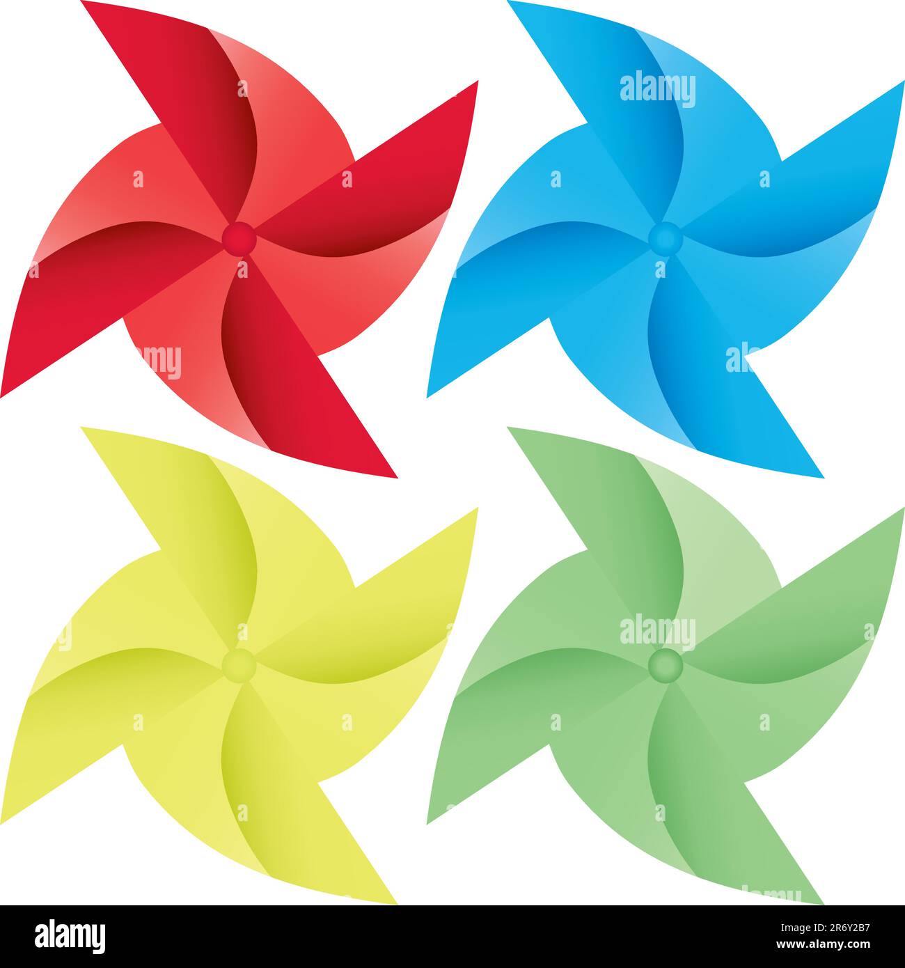 illustrazione colorata degli origami vettoriali dei mulini a vento Illustrazione Vettoriale