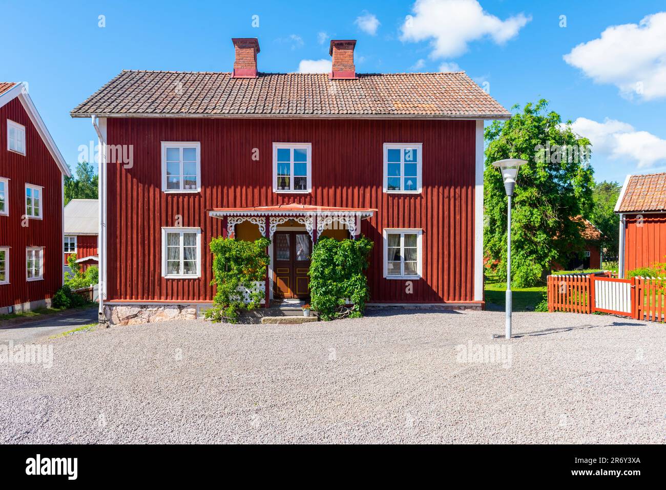 Falu casa rossa nel villaggio di Lund, Småland, Svezia Foto Stock
