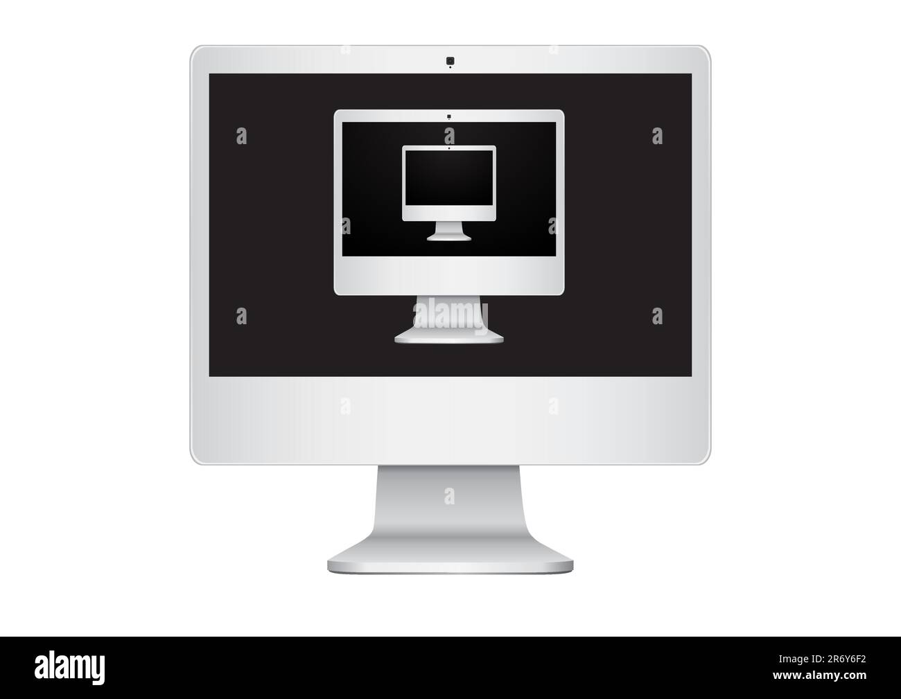 Monitor futuristico isolato su sfondo bianco Illustrazione Vettoriale