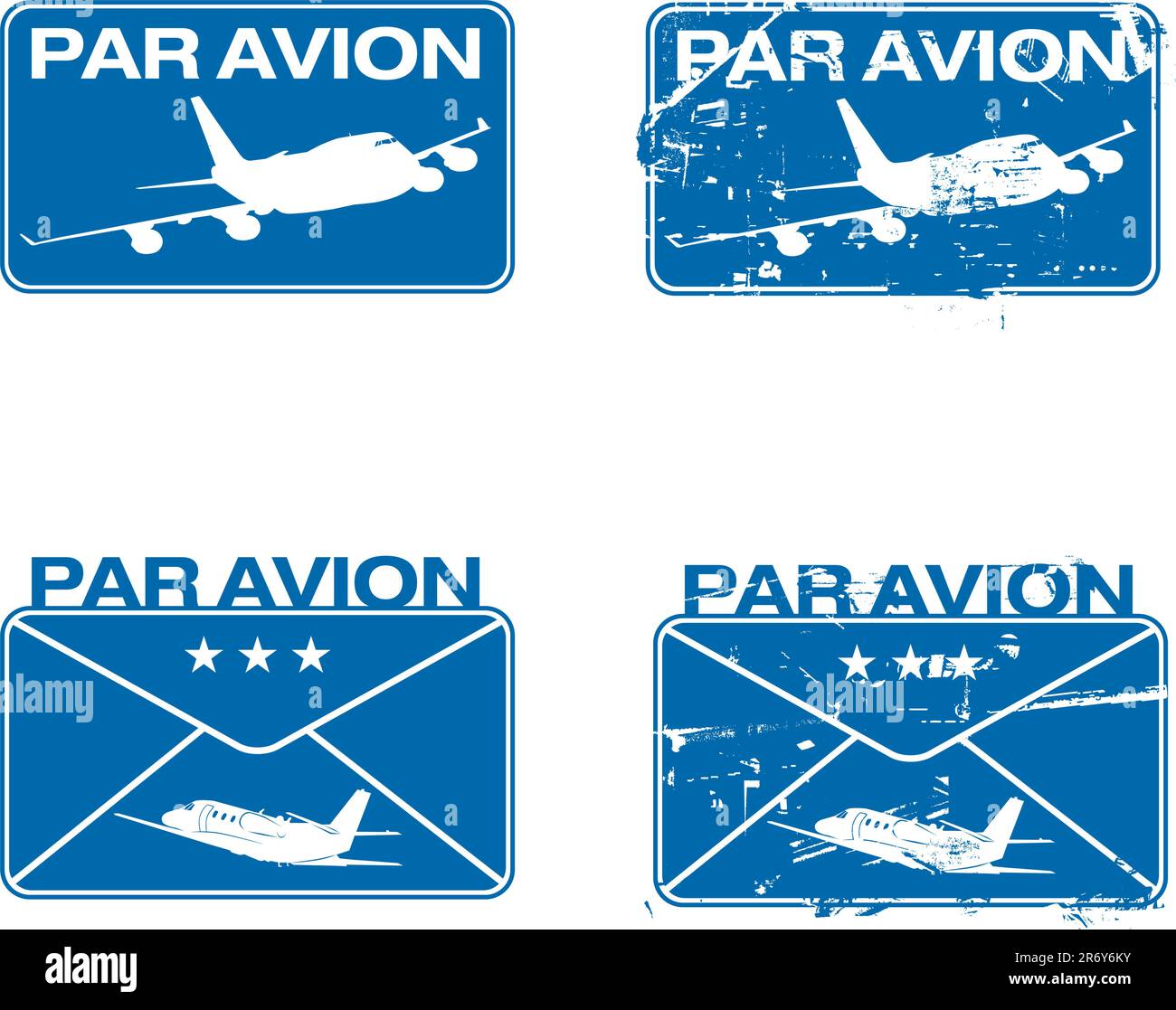 Par Avion o air mail timbri in gomma. Grunge e pulire illustrazione vettoriale. Illustrazione Vettoriale