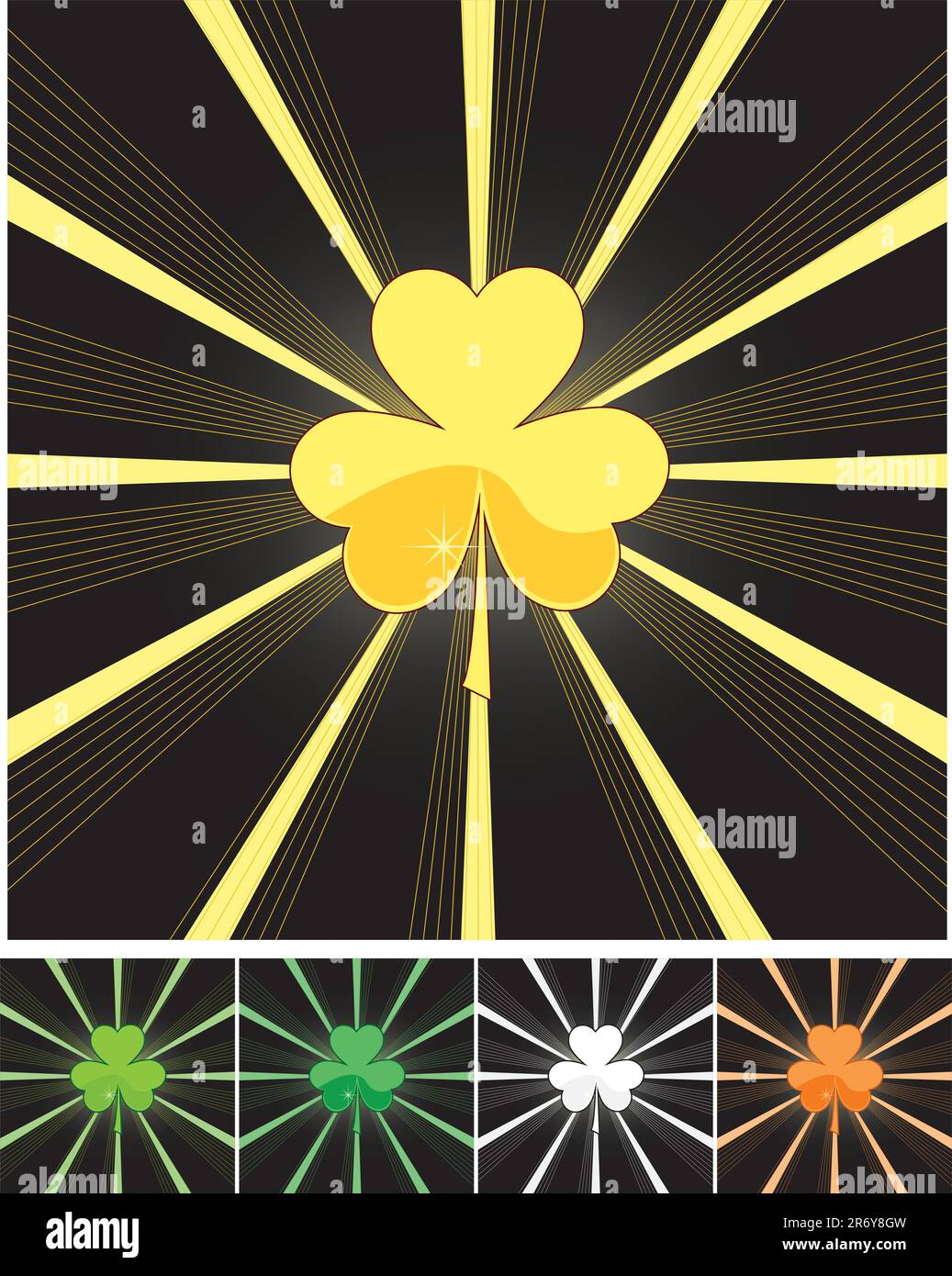 Shamrock e Sunburst - 5 set di colori Illustrazione Vettoriale