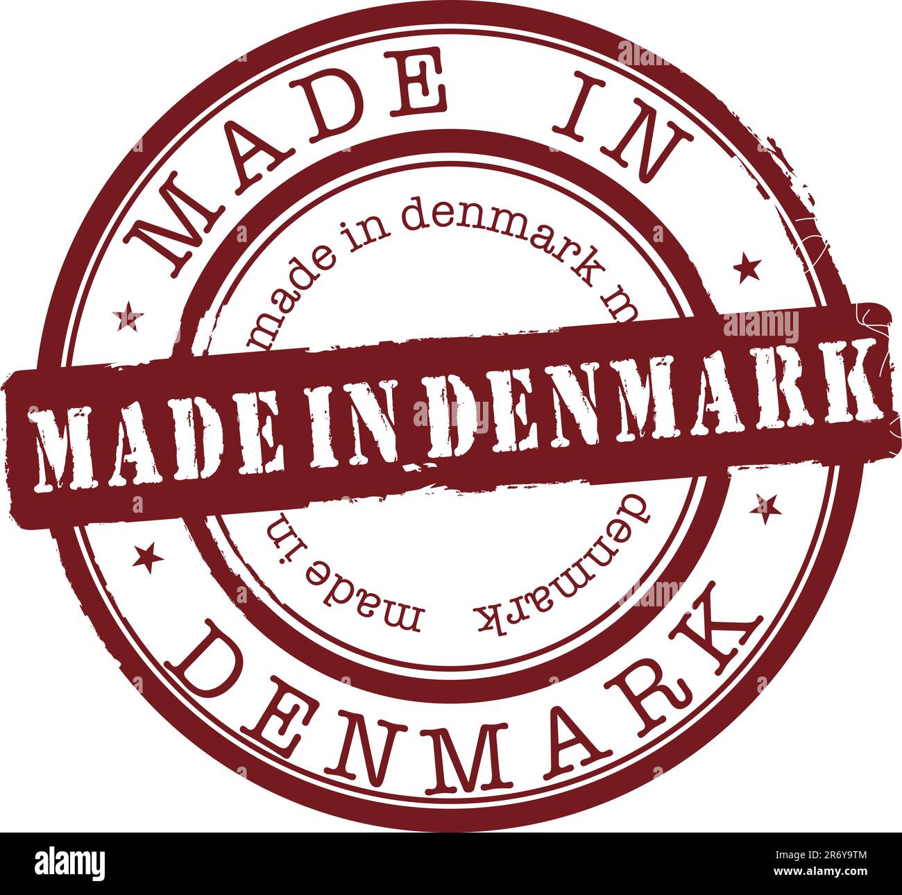 Timbro Vector Made in denmark con inchiostro rosso Illustrazione Vettoriale