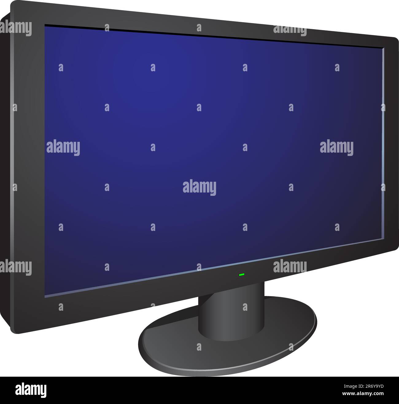 Nero moderno 3d ampia tv sul round titolare isolati su sfondo bianco Illustrazione Vettoriale