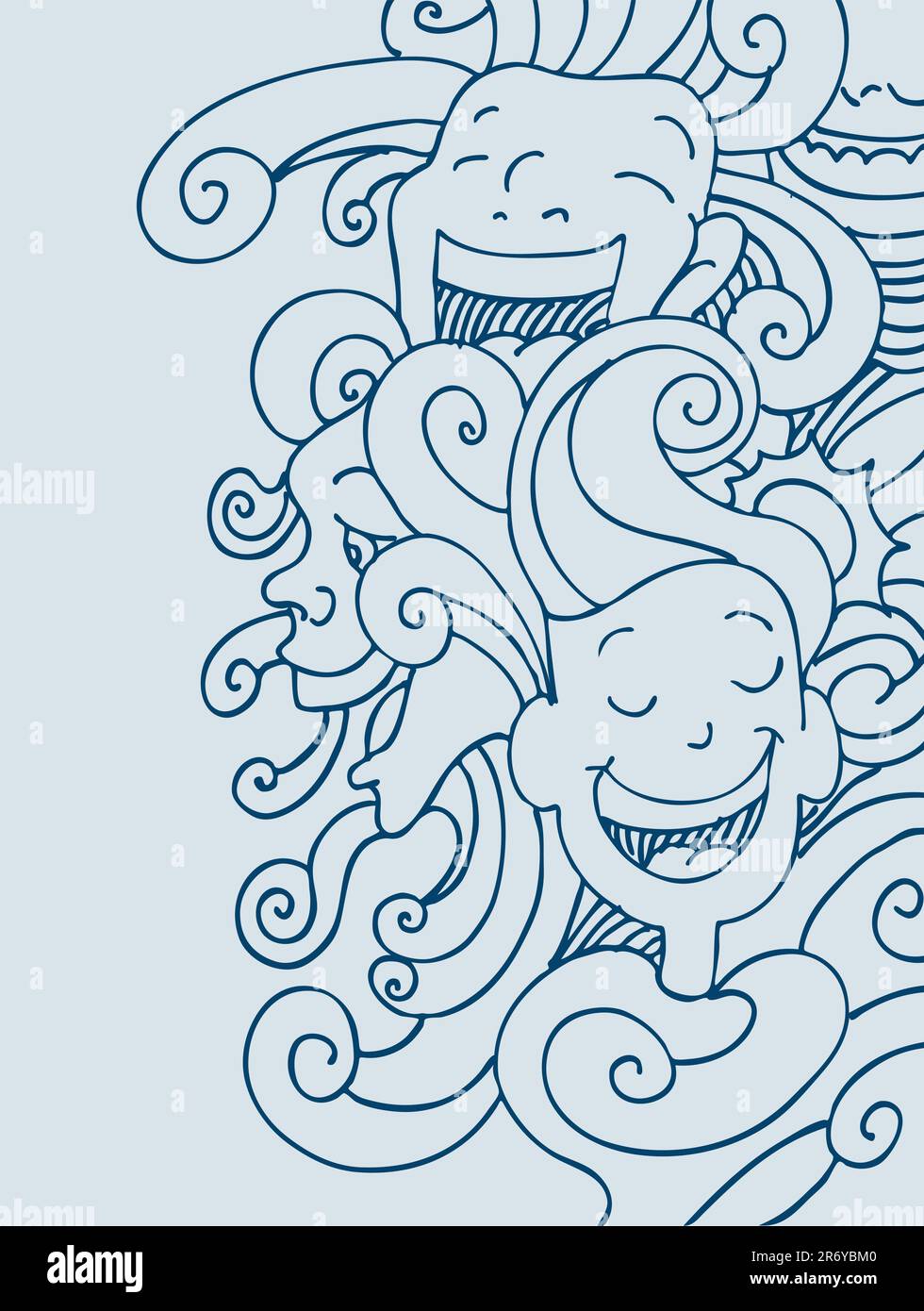 Una immagine di volti sorridenti. Illustrazione Vettoriale