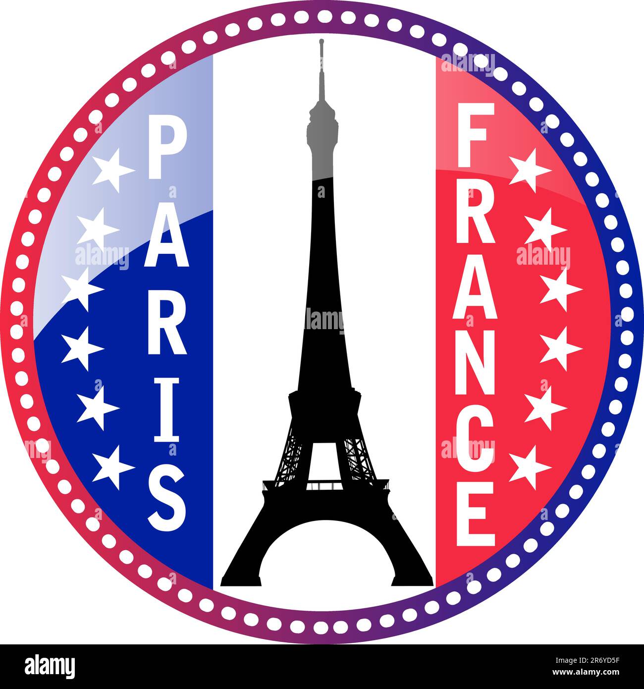 Parigi, bandiera della Francia e della torre Eiffel lucida pulsante del vettore Illustrazione Vettoriale