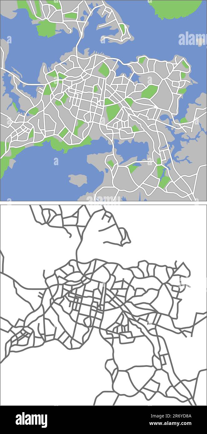 Illustrazione della mappa della città di Auckland in vettore. Illustrazione Vettoriale