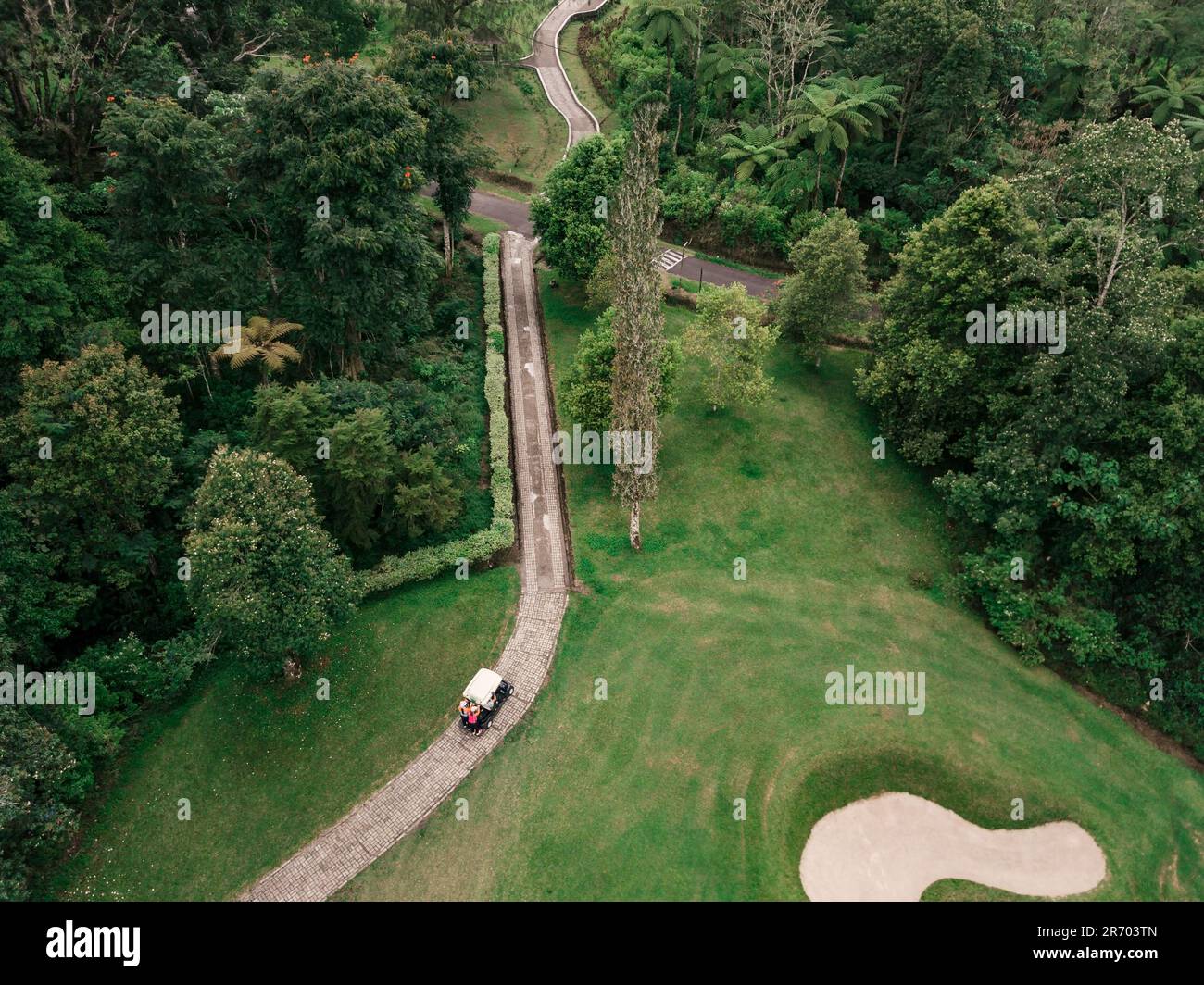 Vista aerea del campo da golf, Bedugul, Bali, Indonesia Foto Stock