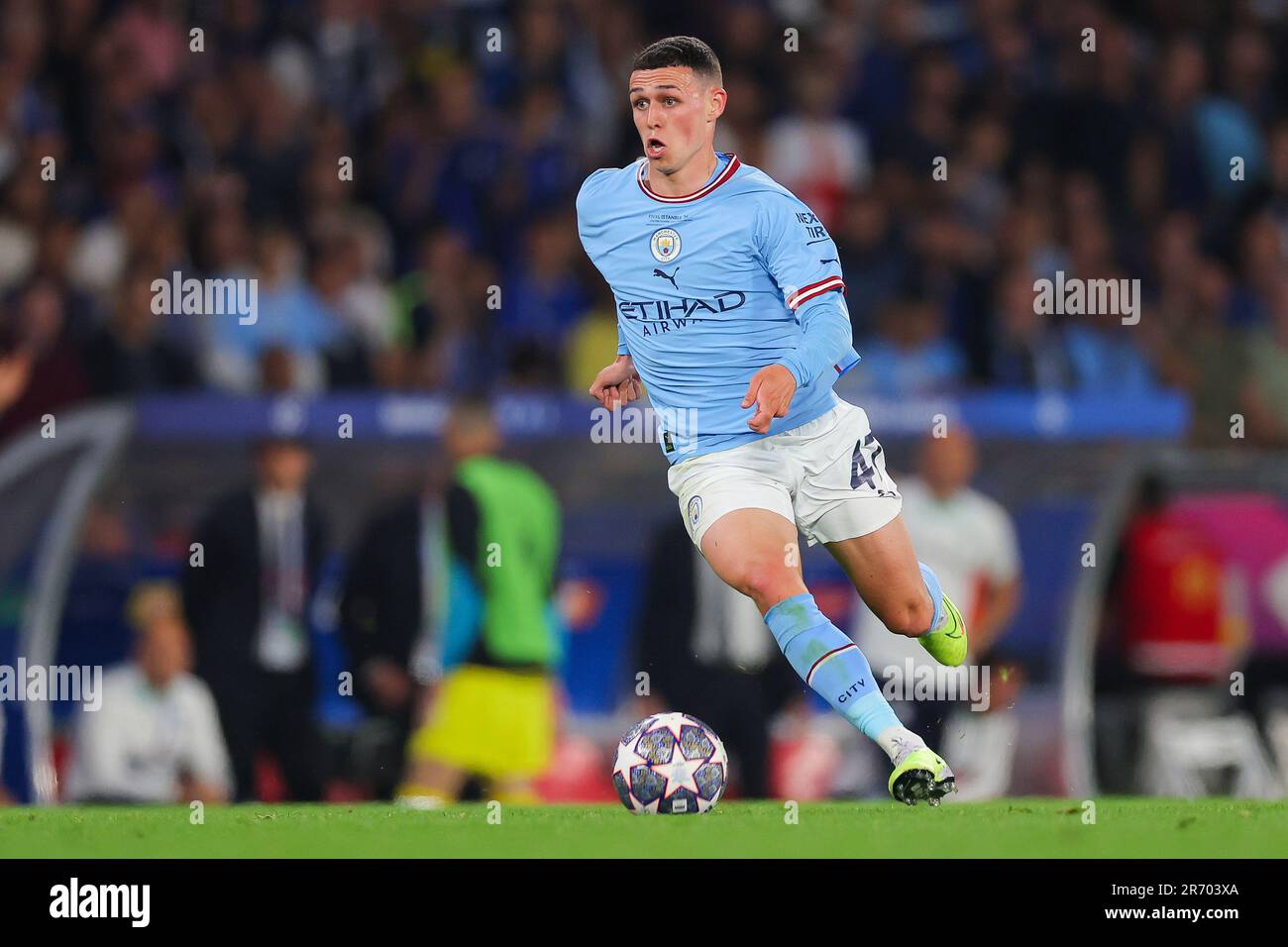 Istanbul, Turchia. 10th giugno, 2023. ISTANBUL, TURCHIA - 10 GIUGNO: Phil Foden di Manchester City durante la finale di UEFA Champions League tra il Manchester City FC e il FC Internazionale Milano allo Stadio Olimpico Ataturk il 10 giugno 2023 a Istanbul, Turchia (Foto di /Orange Pictures) Credit: Orange Pics BV/Alamy Live News Foto Stock