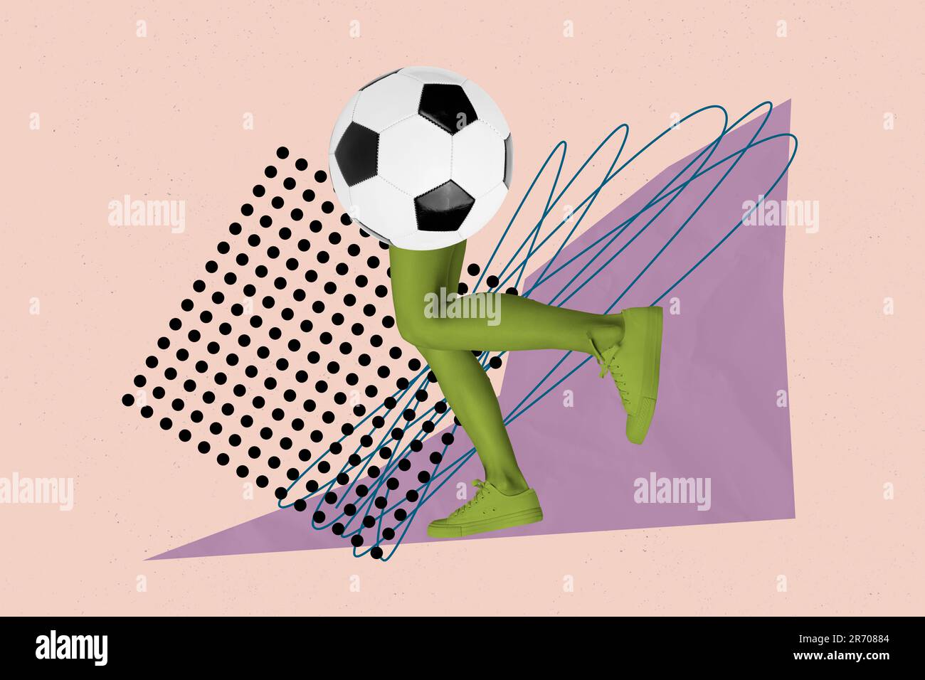 Funky gioco collage di calcio illustrazione di headless gioco di calcio  gambe verdi indossare scarpe Nike pubblicità isolato su sfondo beige Foto  stock - Alamy