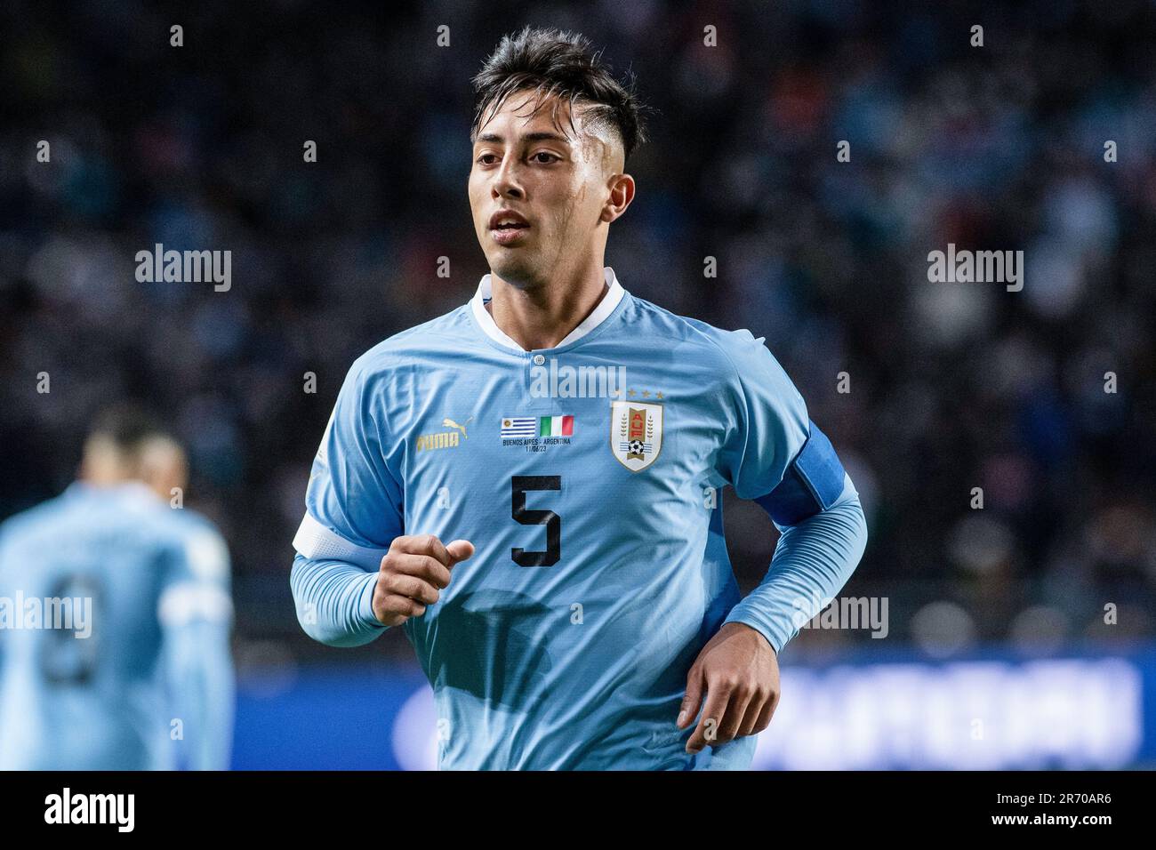 Fabricio Diaz dell'Uruguay visto in azione durante la Coppa del mondo FIFA U-20 Argentina 2023 finale partita tra Italia e Uruguay a Estadio la Plata. (Foto di Manuel Cortina / SOPA Images/Sipa USA) Foto Stock