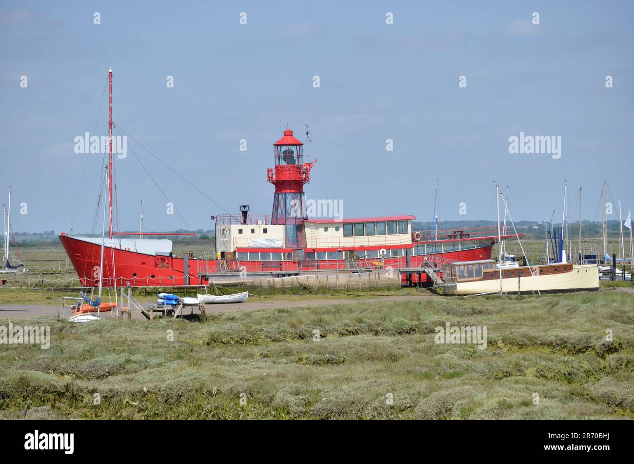Lightship Trinity o LV15, ormeggiata a Tollesbury in Essex. Precedentemente 'Breaksea' fu usato nel canale di Bristol e nella baia di Morcambe dal 1954 al 1986 Foto Stock