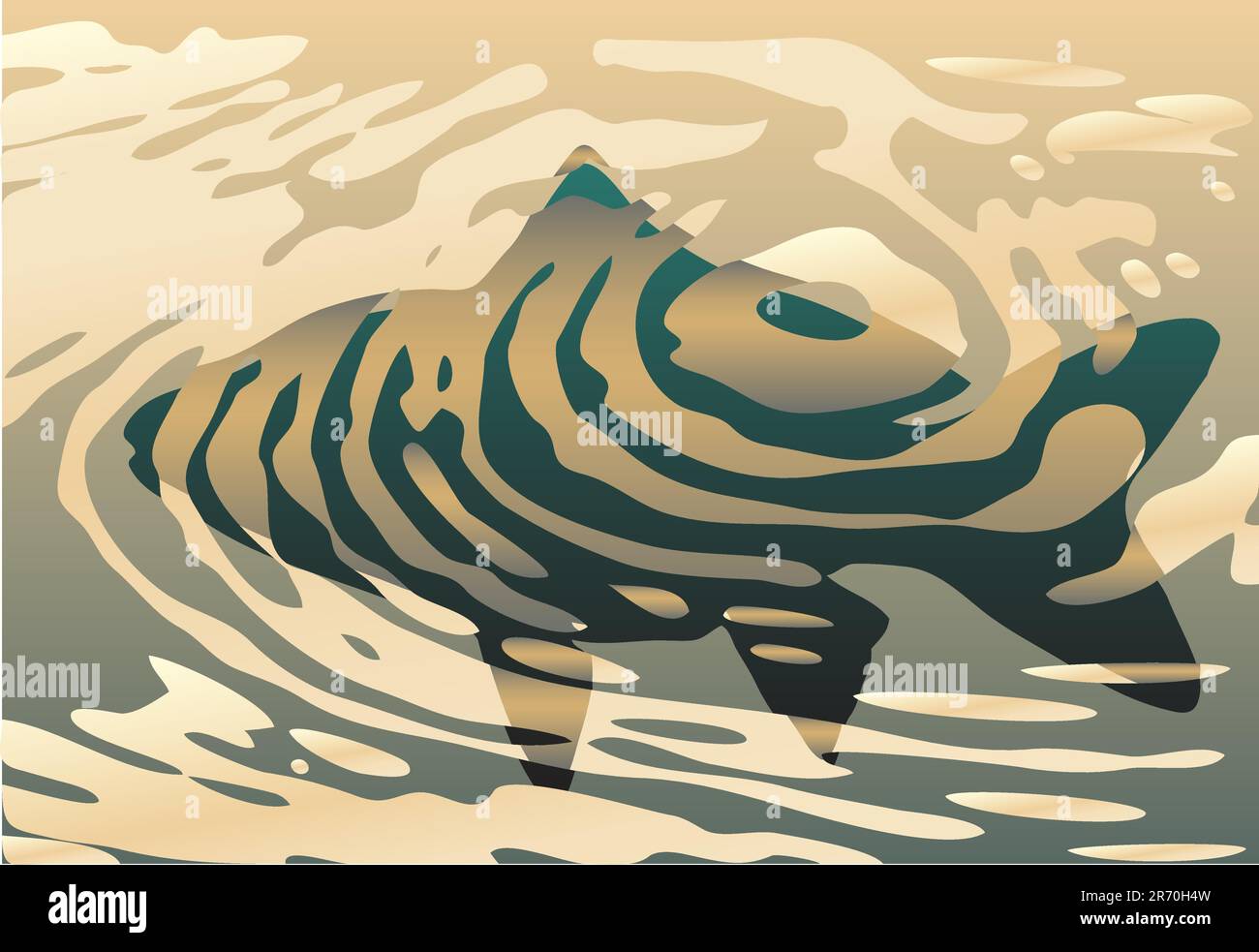 Vettore di design di sfondo di un pesce in un pool di ondulazioni Illustrazione Vettoriale