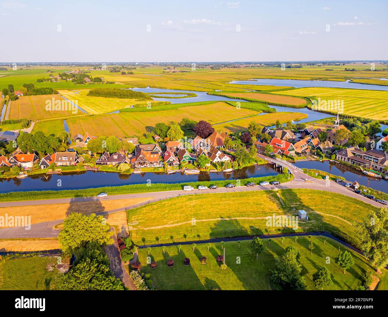 Vista aerea sul comune di Driehuizen di Alkmaar Paesi Bassi Foto Stock