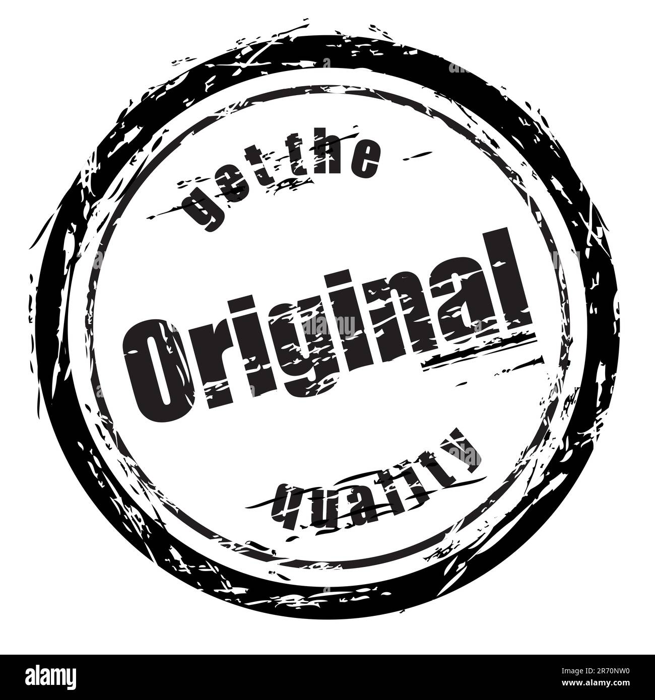 Timbro grunge nero astratto denominato "Ottieni la qualità originale". Illustrazione Vettoriale