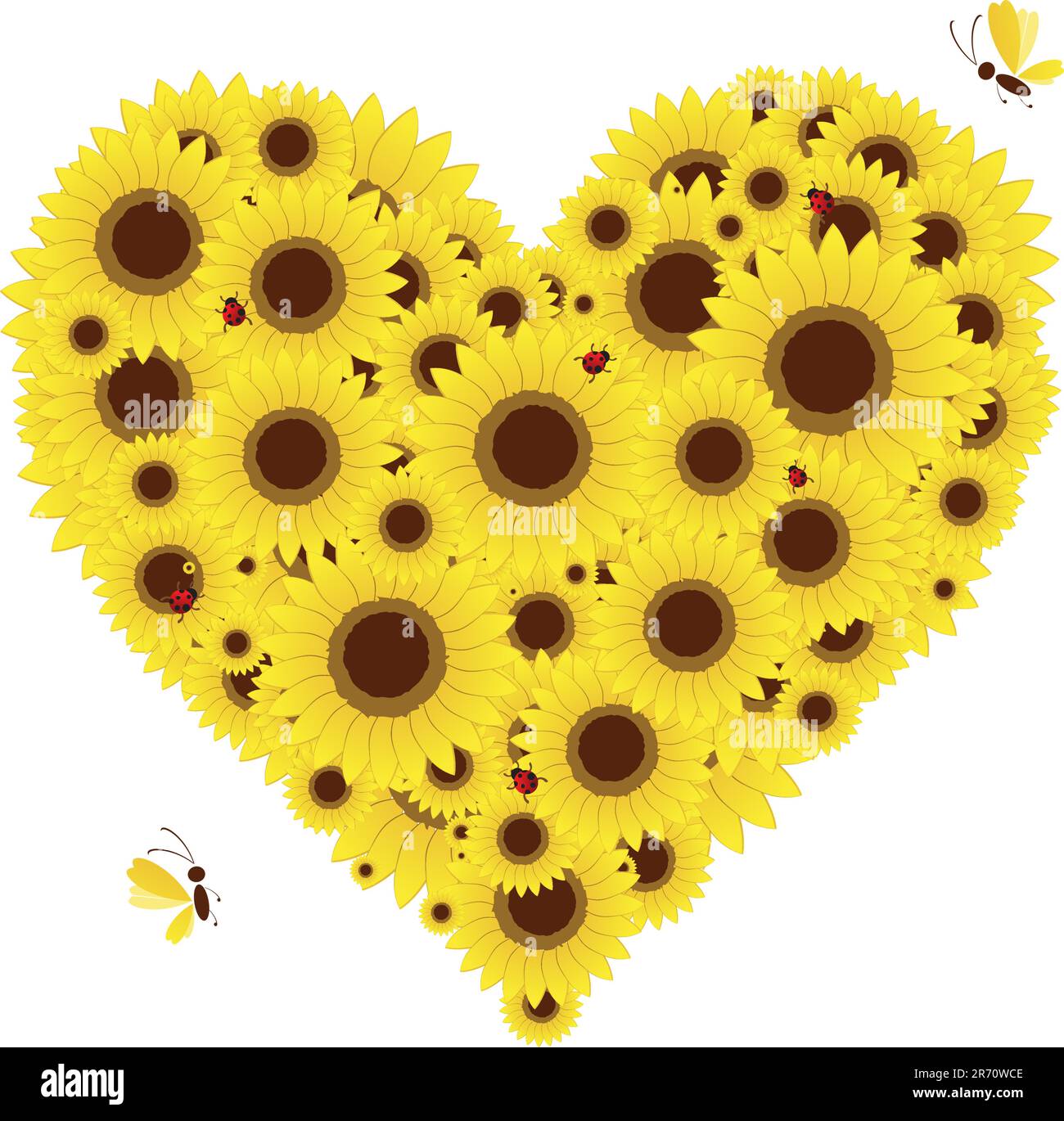 Forma di cuore con i girasoli per il tuo design Illustrazione Vettoriale