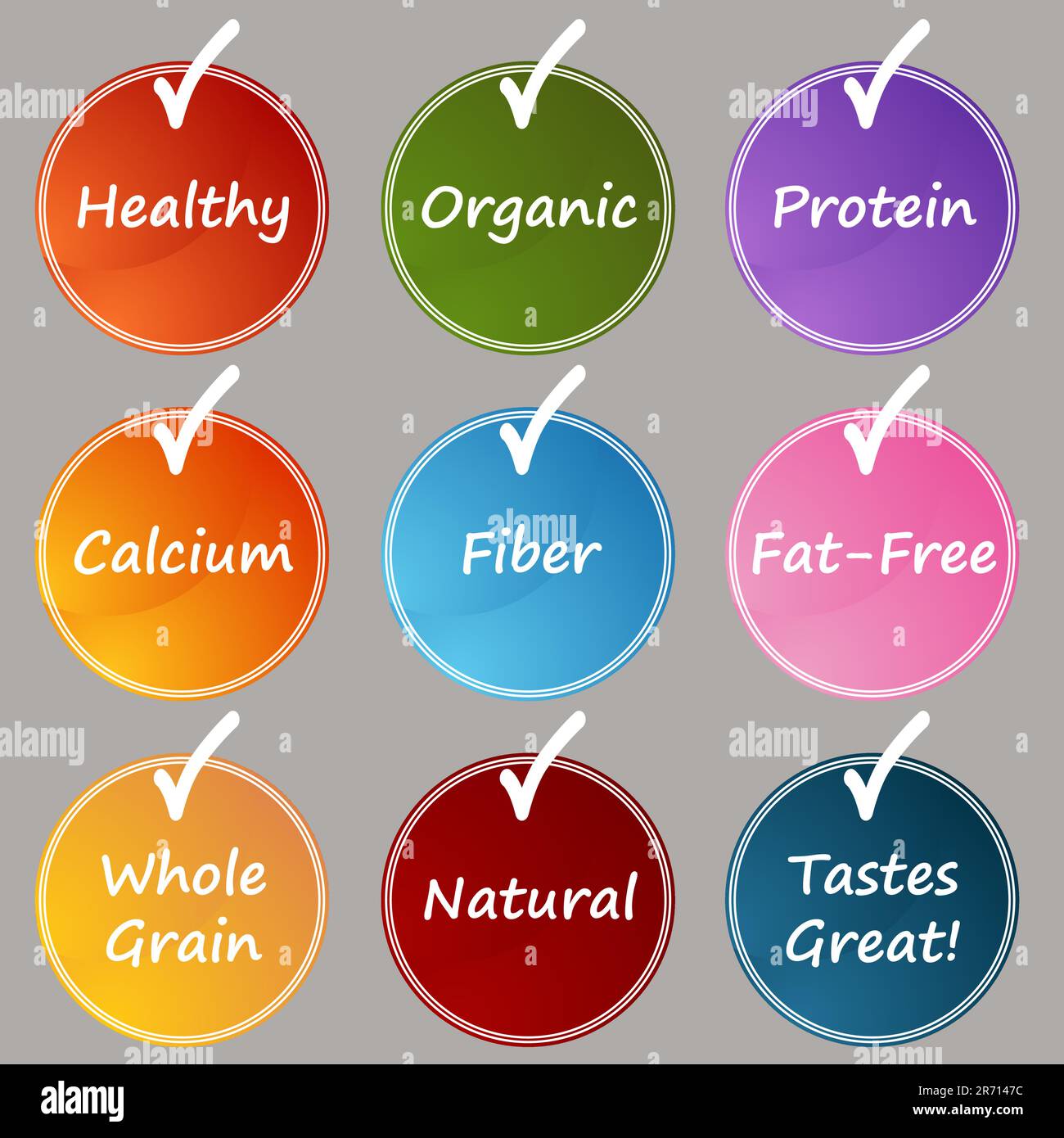 Un'immagine di un segno di spunta i pulsanti di qualità. Illustrazione Vettoriale