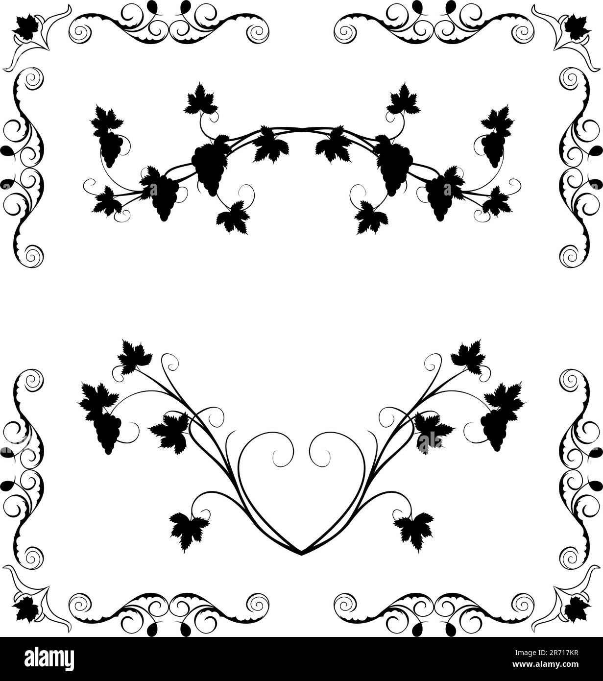 Immagine che mostra l'uva ramoscello ornato per design etichette - vettore Illustrazione Vettoriale