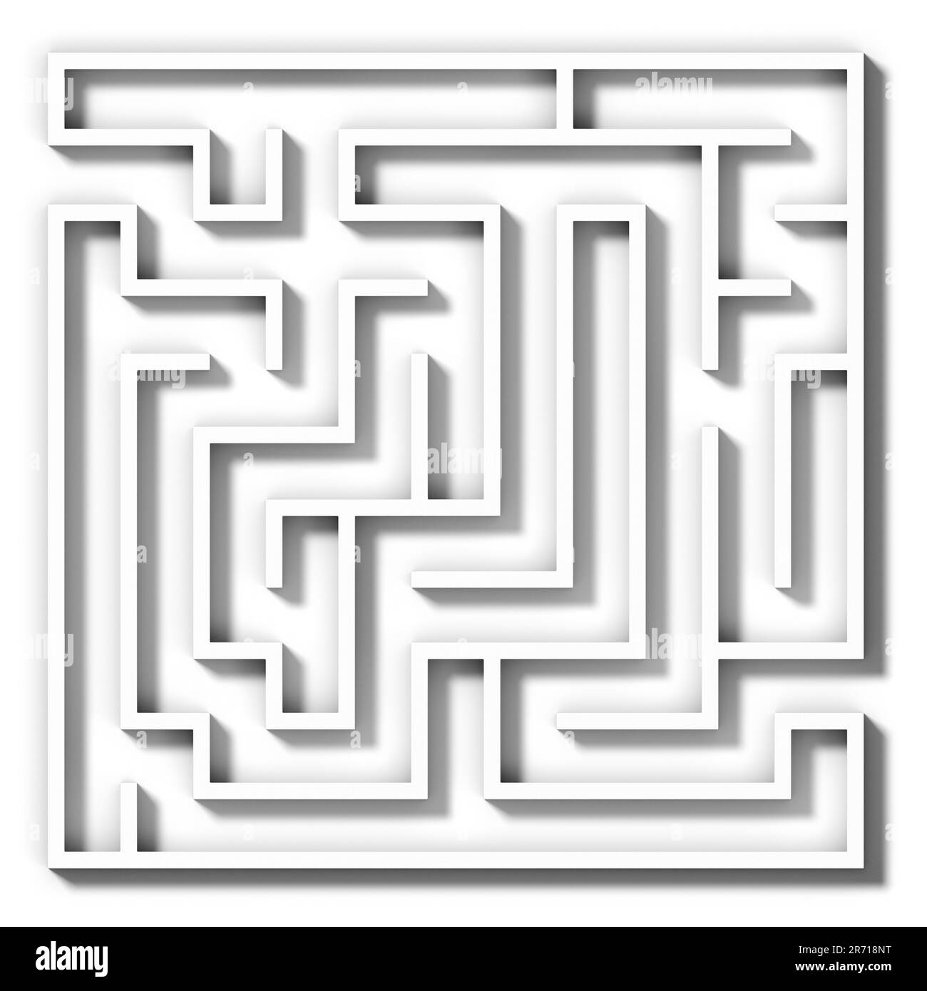 Labirinto bianco. Illustrazione astratta. illustrazione 3d. Foto Stock