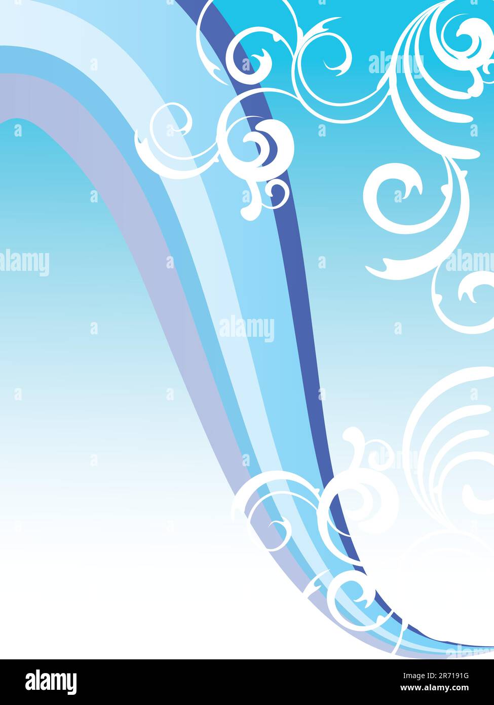 illustrazione vector 10eps di elementi floreali su onde blu Illustrazione Vettoriale