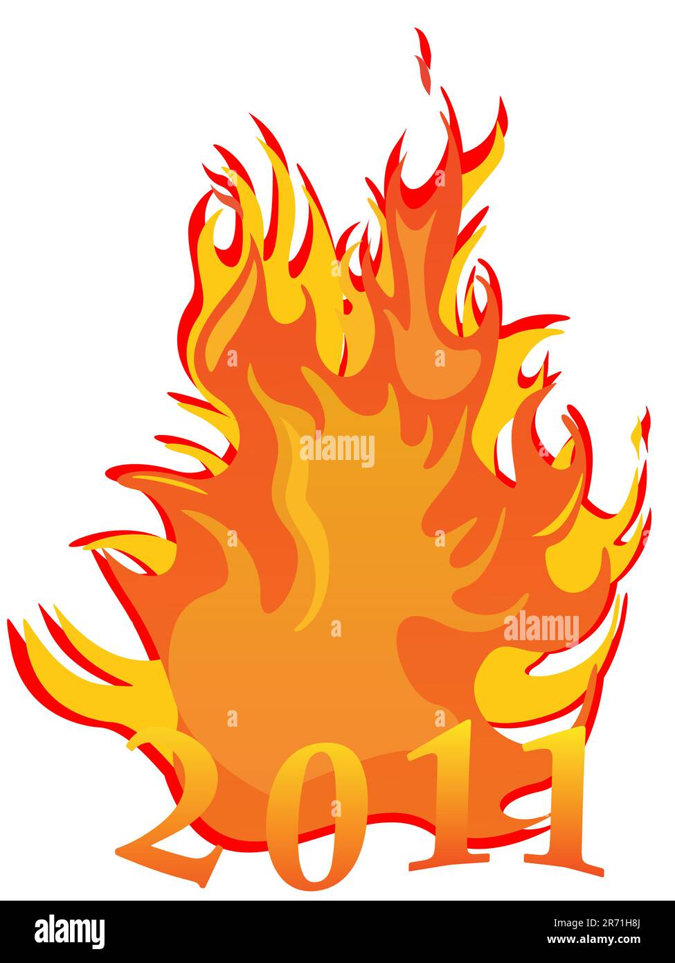 immagine vector eps 10 con numeri davanti a un incendio che brucia a caldo Illustrazione Vettoriale