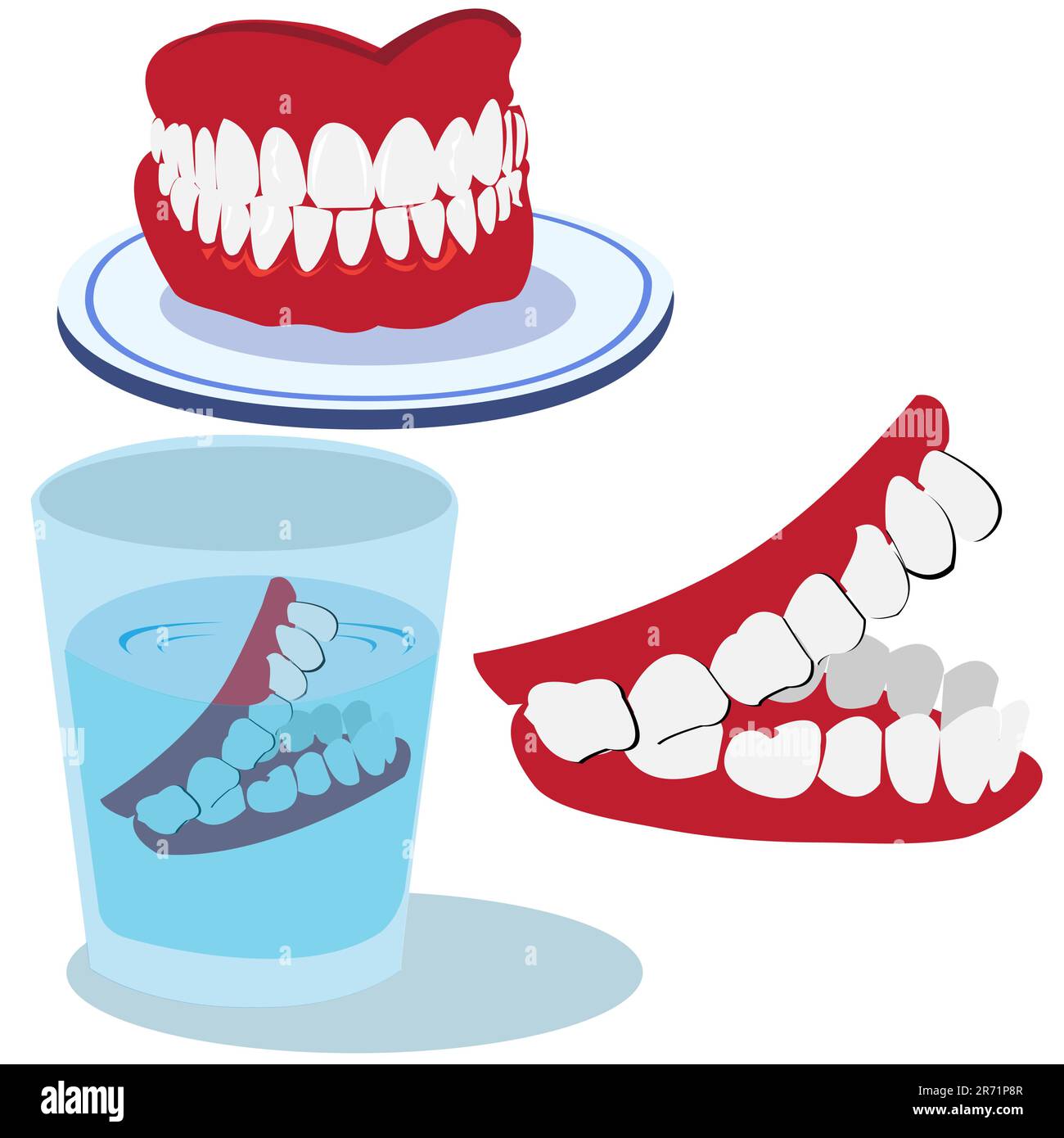 Divertente illustrazione vettoriale di tre denti isolati su sfondo bianco Illustrazione Vettoriale