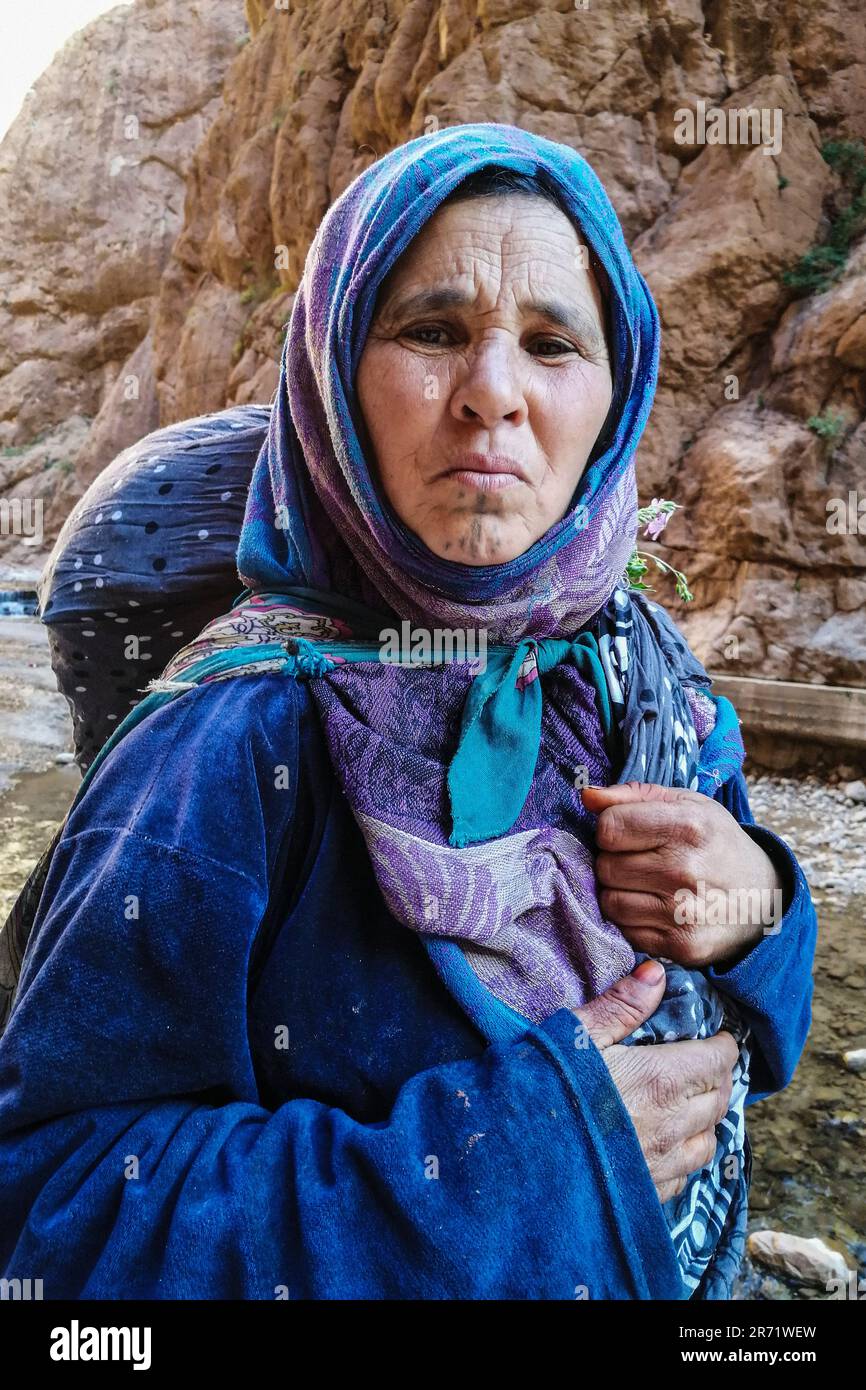 Marocco. Gole di Todra. verticale Foto Stock