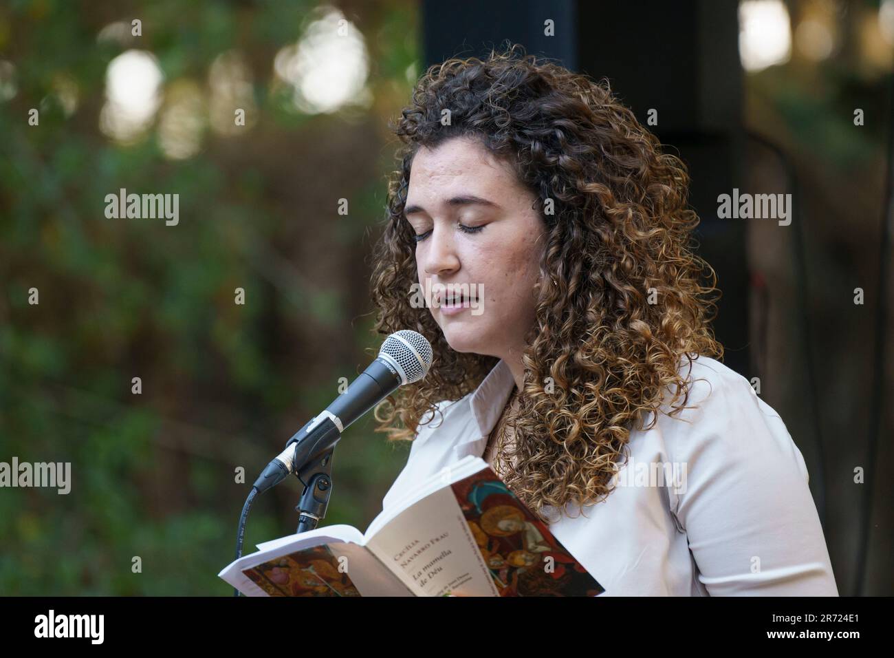 Cecília Navarro, recital poetico, Oratori de Sant Blai, Campos, Maiorca, Isole Baleari, Spagna Foto Stock