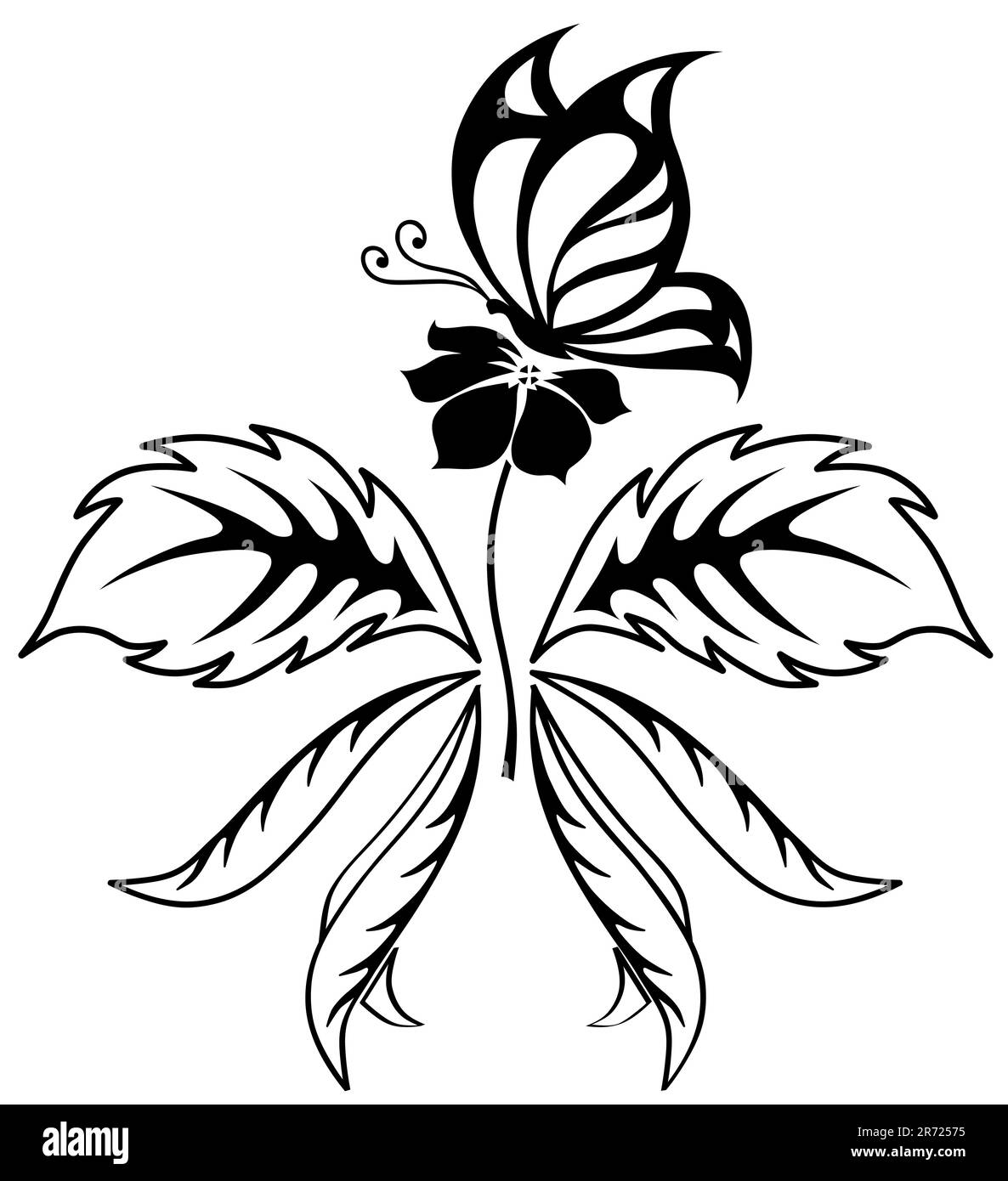 Bella farfalla seduta su un bel fiore Illustrazione Vettoriale