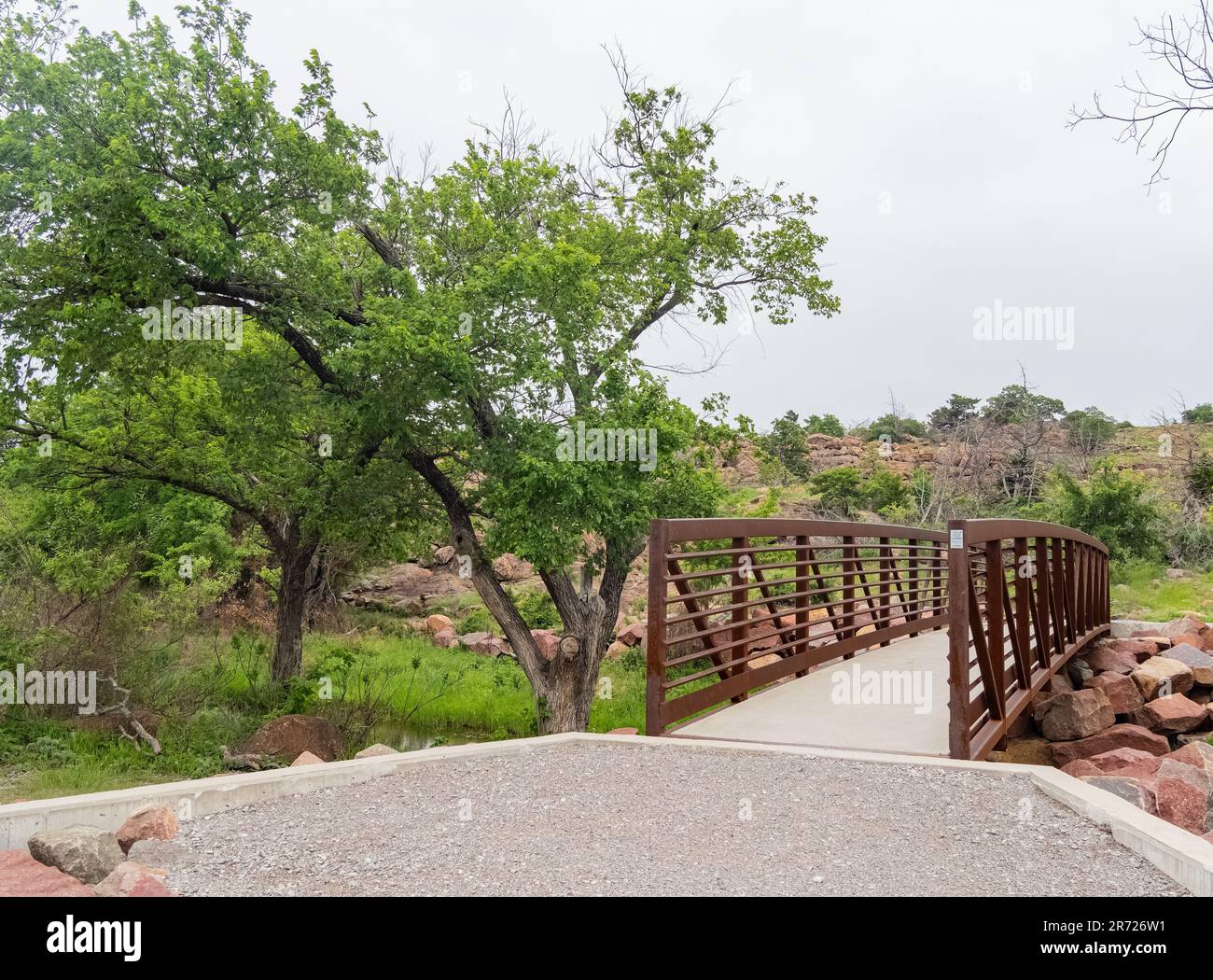 Vista panoramica del paesaggio del French Lake Trail in Oklahoma Foto Stock