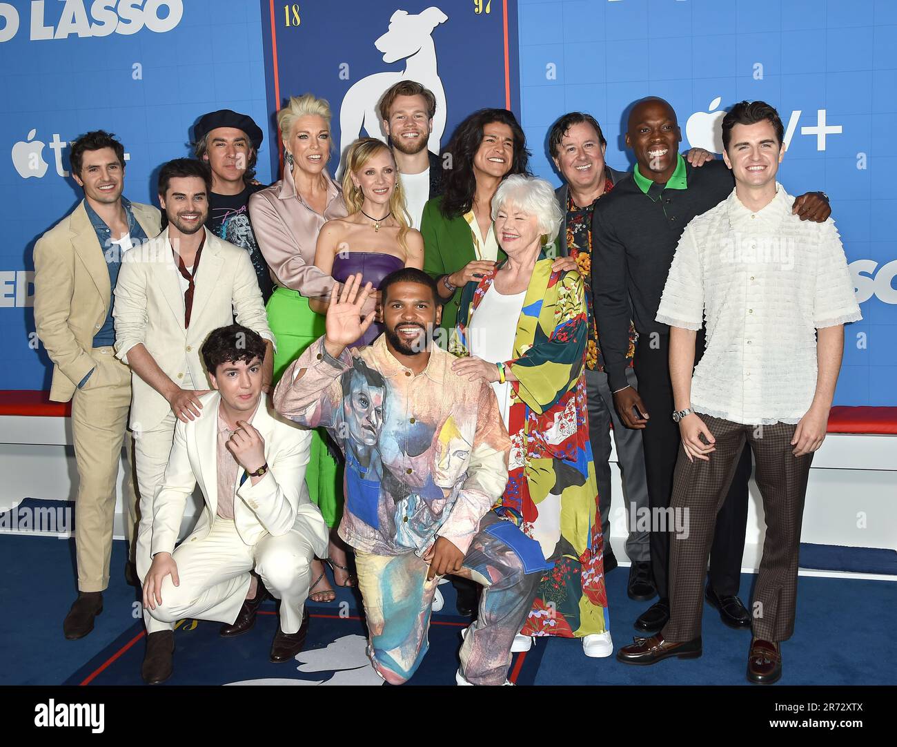 North Hollywood, Stati Uniti. 10th giugno, 2023. Phil Dunster, Stephen Manas, James Lance, Charlie Hiscock, Hannah Waddingham, Tempio di Juno, David Elsendoorn, Kola Bokinni, Cristo Fernandez, Annette Badland, Jeremy Swift, Moe Jeudy-Lamour, Billy Harris arriva alla terza stagione della FYC di Apple TV al Saban Media Center di North Hollywood, California. Il 10 giugno 2023. © Majil/ Credit: AFF/Alamy Live News Foto Stock