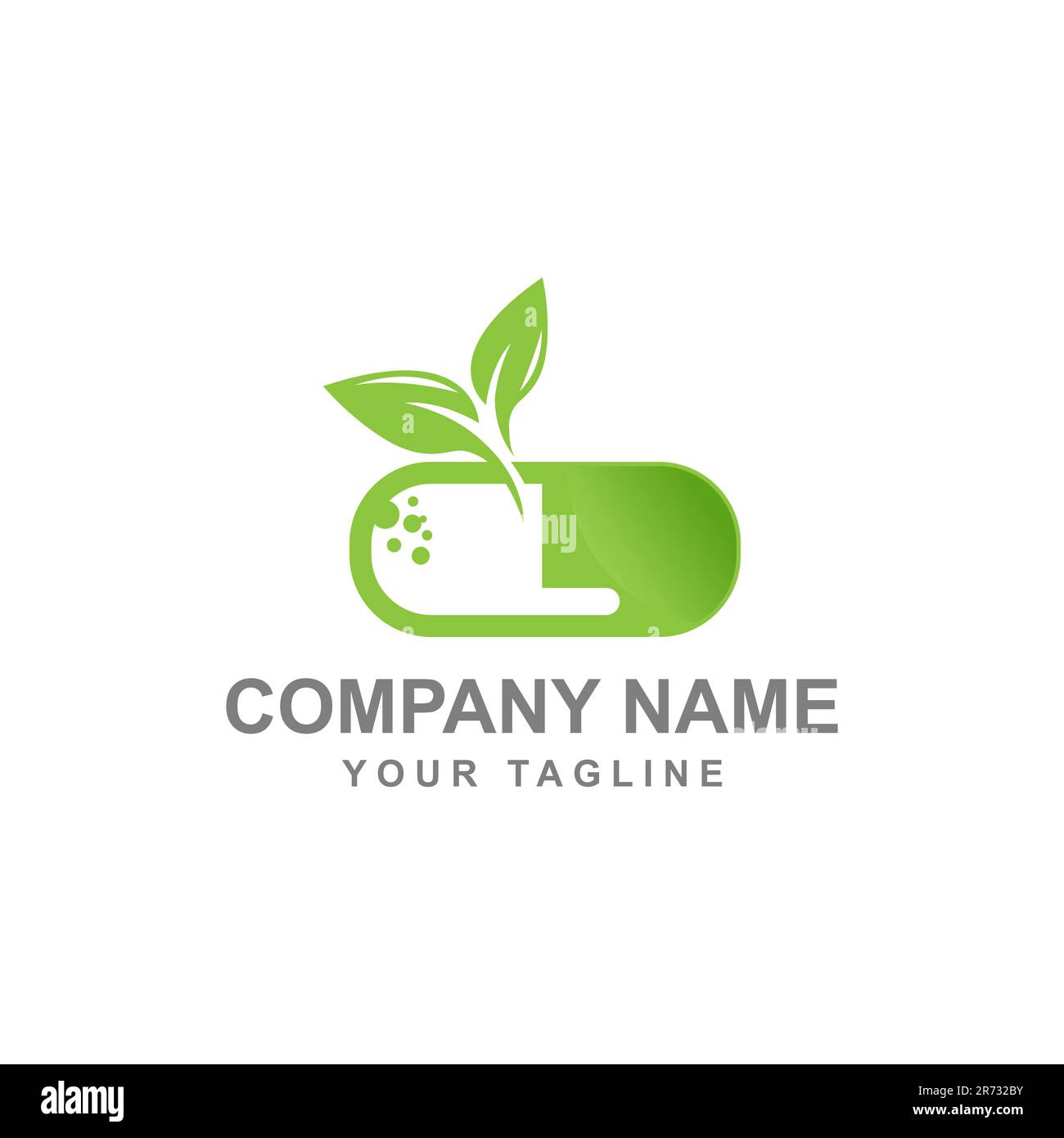 Foglia di erbe capsula pillola farmaco logo Vector.EPS 10 Illustrazione Vettoriale