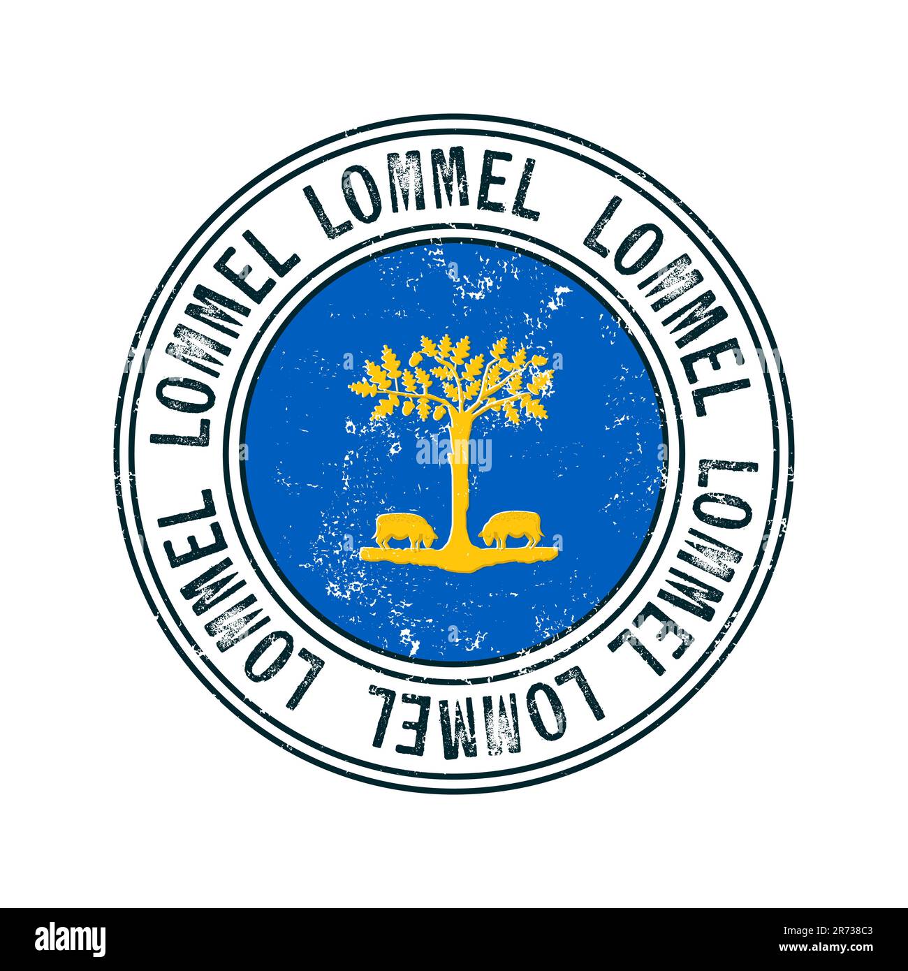 Lommel, Belgio, francobollo di gomma vettoriale a grunge su sfondo bianco Illustrazione Vettoriale
