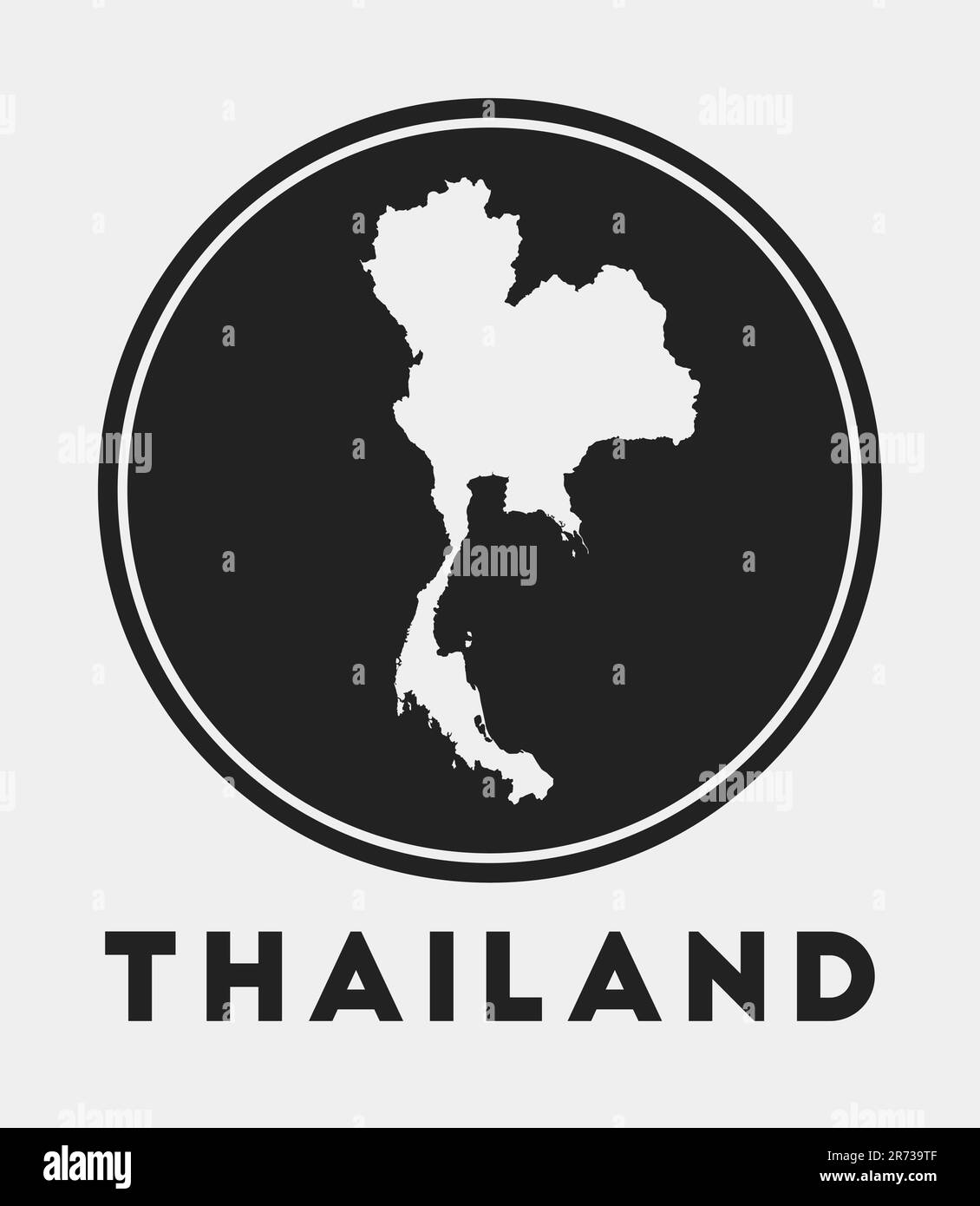 Icona Thailandia. Logo rotondo con mappa del paese e titolo. Distintivo Thailandia alla moda con mappa. Illustrazione vettoriale. Illustrazione Vettoriale