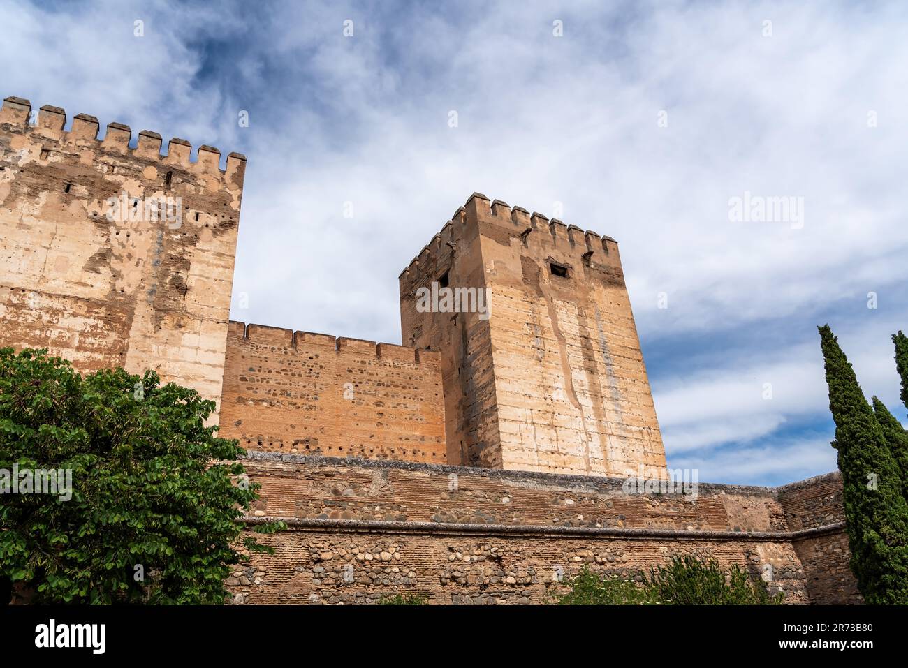 Torre del Homenaje (Castello) nella zona Alcazaba della fortezza dell'Alhambra - Granada, Andalusia, Spagna Foto Stock