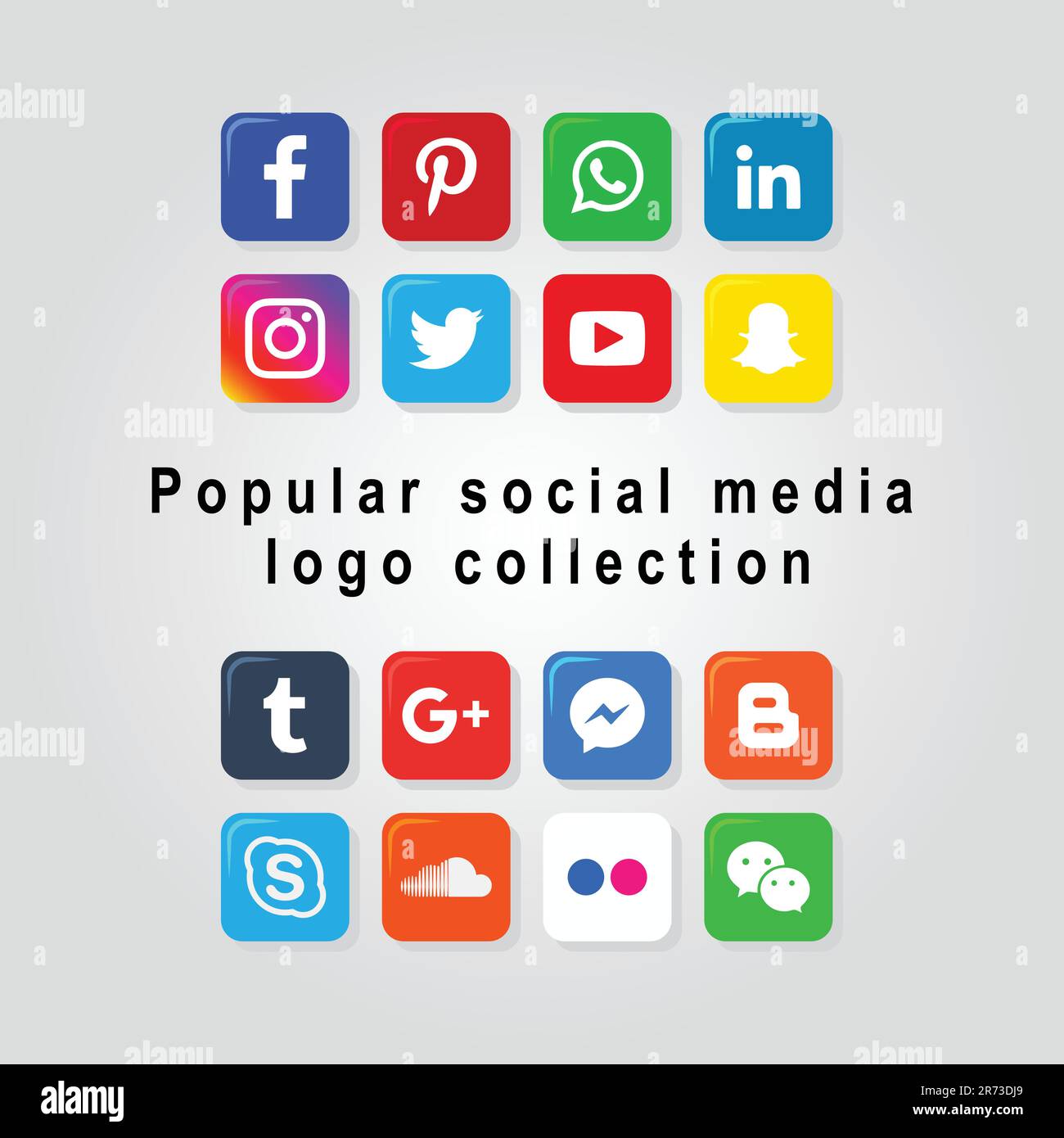 Popolare raccolta di logo sui social media Illustrazione Vettoriale