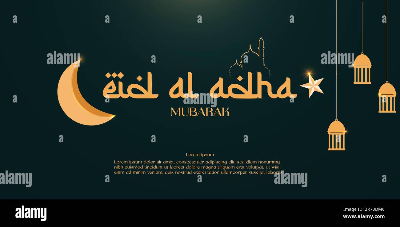 EID al Adha sfondo arabo per il concetto di Festival della comunità musulmana. Illustrazione vettoriale del disegno del banner del poster delle festività. Illustrazione Vettoriale