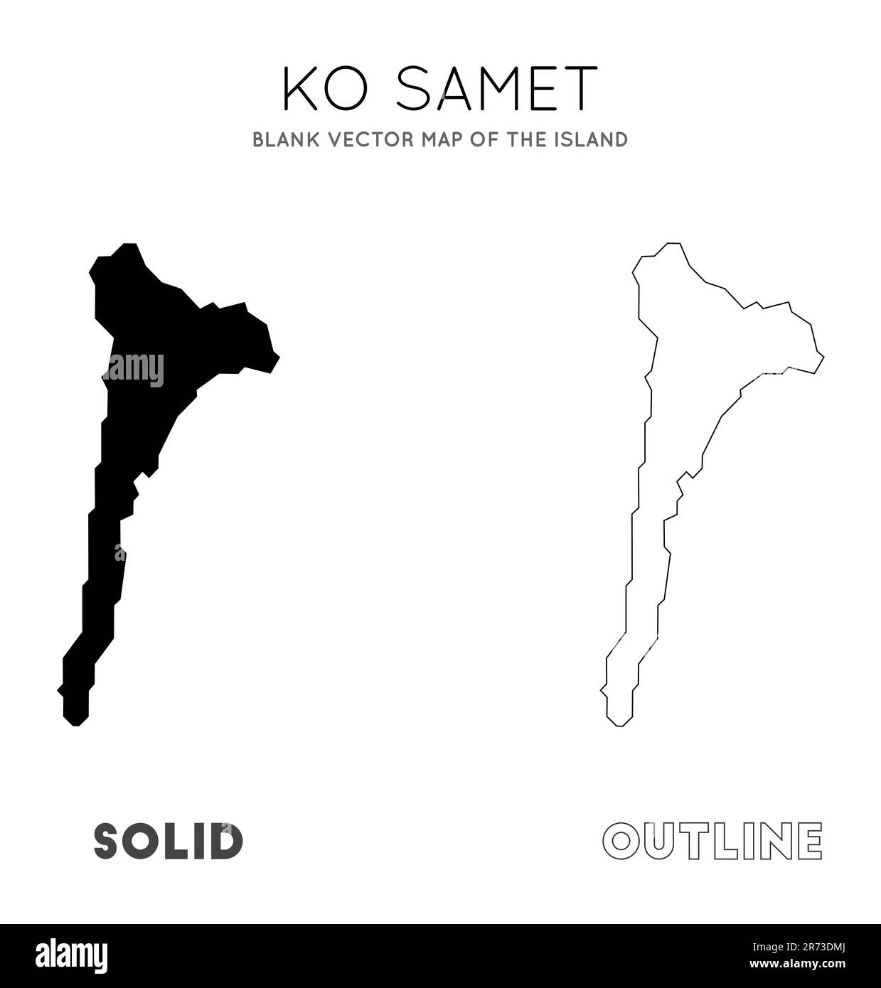 Mappa di Ko Samet. Mappa vettoriale vuota dell'isola. Confini di Ko Samet per la tua infografica. Illustrazione vettoriale. Illustrazione Vettoriale