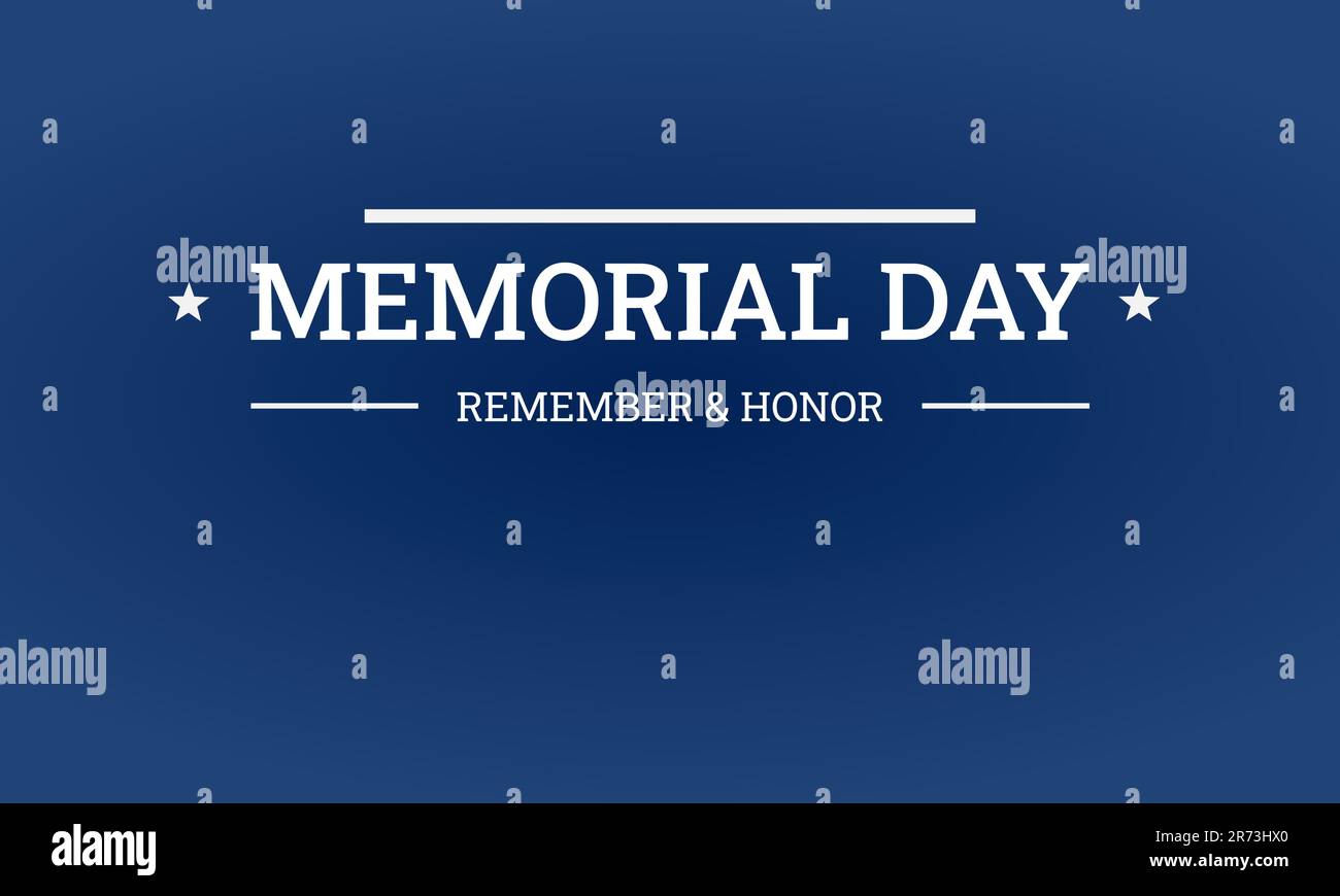 Saluto semplice Happy Memorial Day sfondo Vector Design. Illustrazione delle festività nazionali americane. Ricorda e rispetta il colore blu Illustrazione Vettoriale