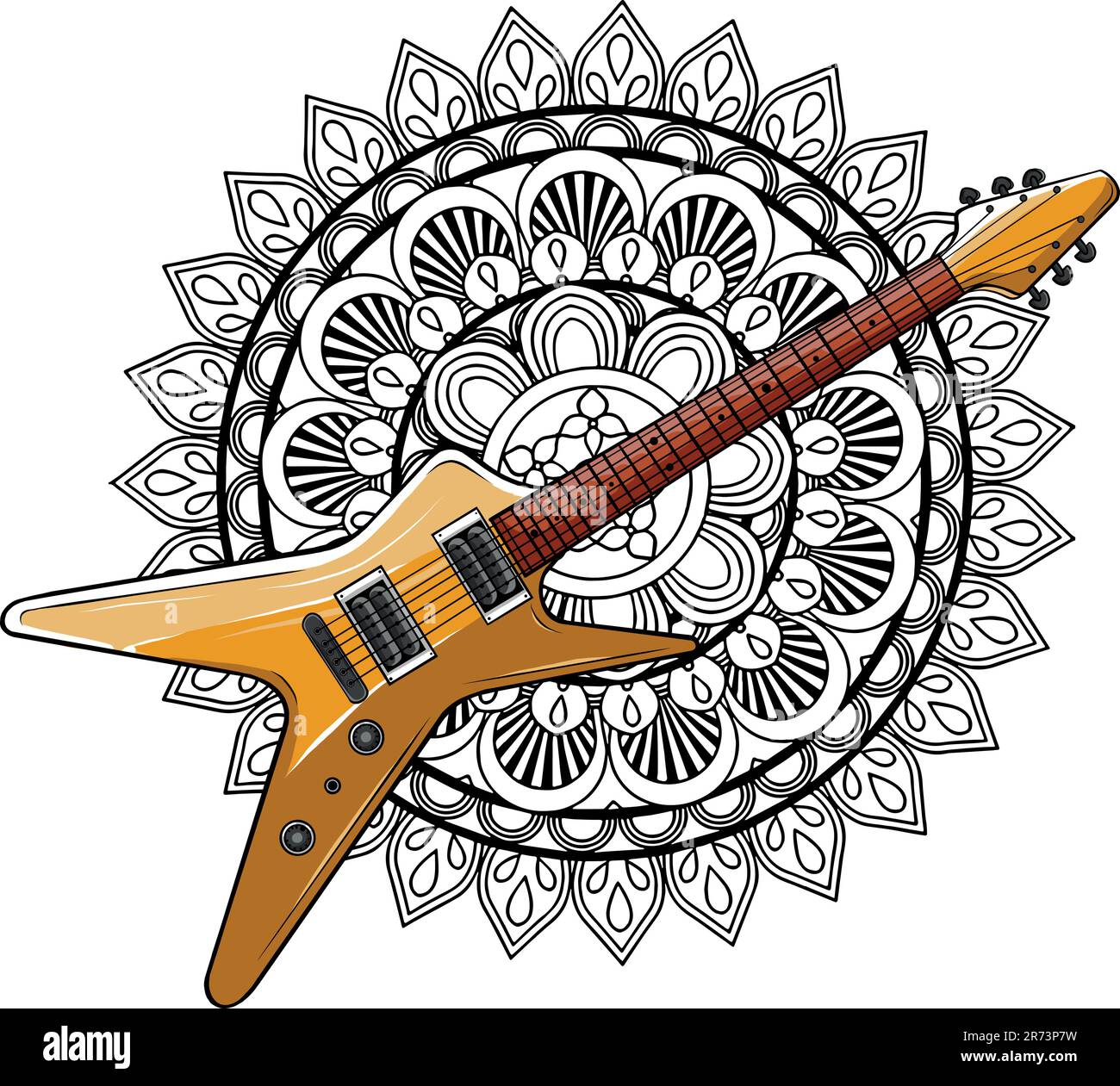 Disegna un disegno di illustrazione vettoriale per chitarra elettrica colorata Illustrazione Vettoriale