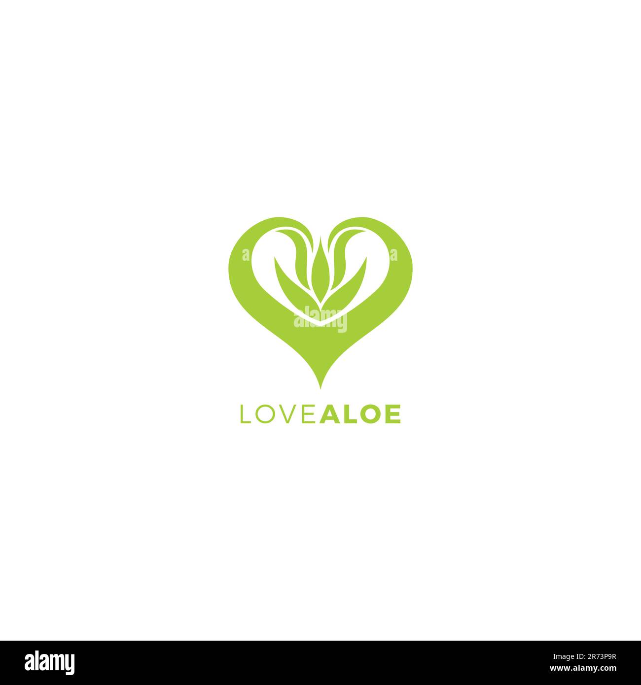 Logo Love Aloevera. Icona logo aloe. Logo natura Illustrazione Vettoriale