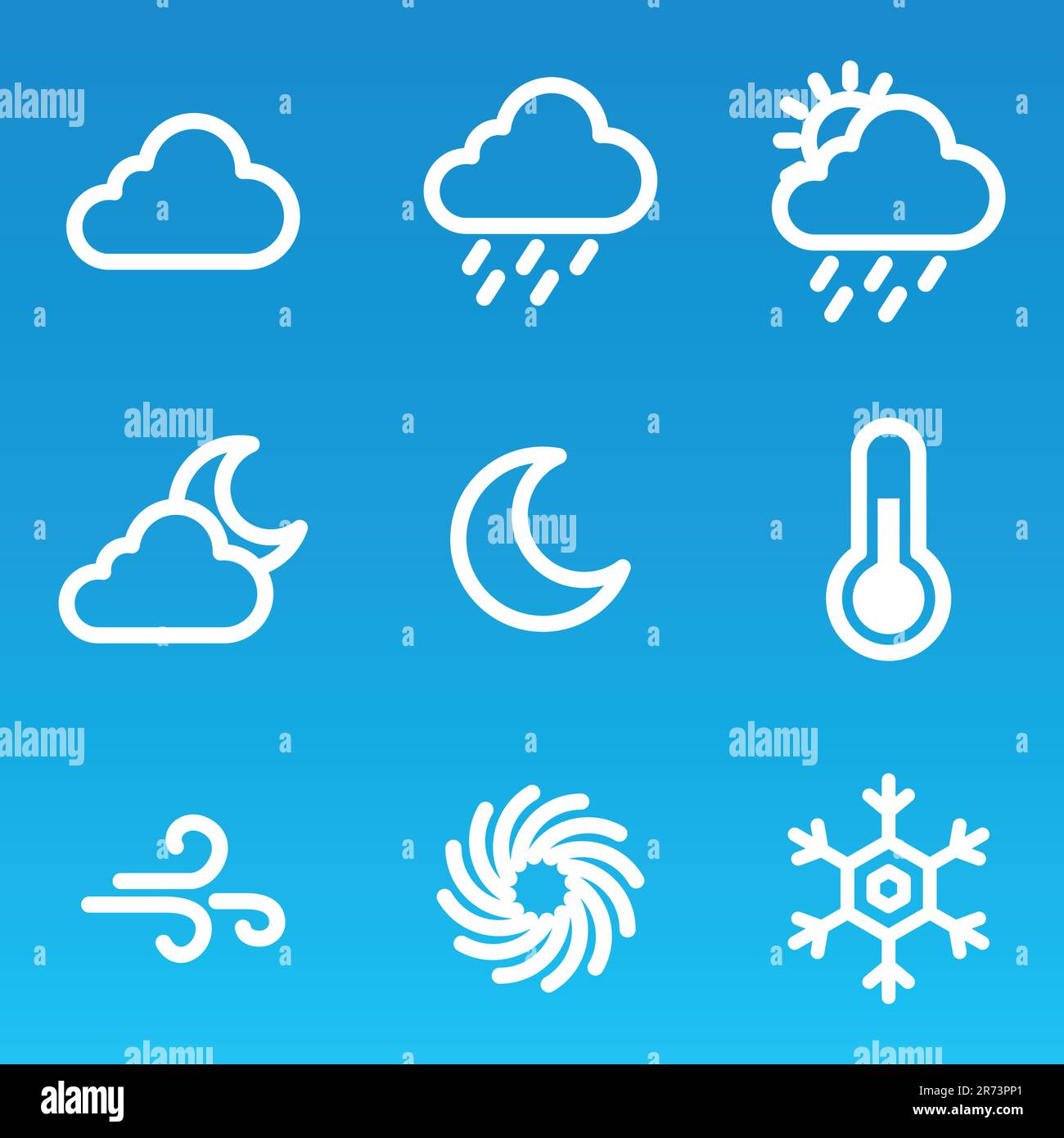 le icone delle previsioni meteo impostano il design vettoriale Illustrazione Vettoriale