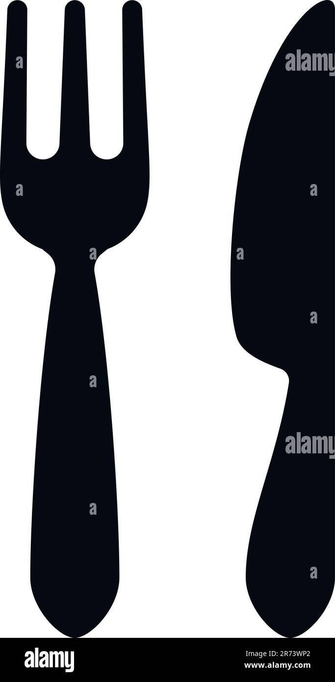 design vettoriale nero con forchetta e coltello Illustrazione Vettoriale