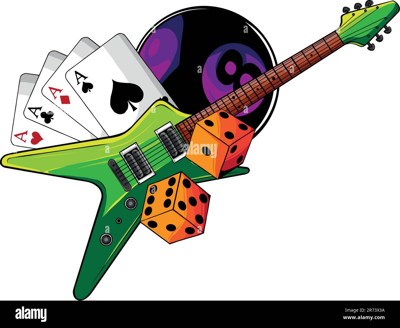 Disegna un disegno di illustrazione vettoriale per chitarra elettrica colorata Illustrazione Vettoriale