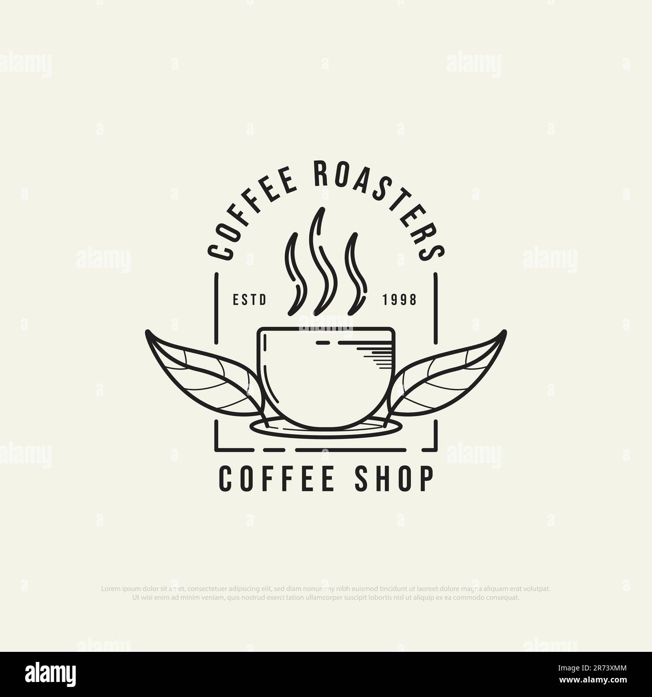 vintage coffee roaster shop logo design vettoriale, cibo biologico e bevande logo disegni vettoriali con stile di contorno Illustrazione Vettoriale